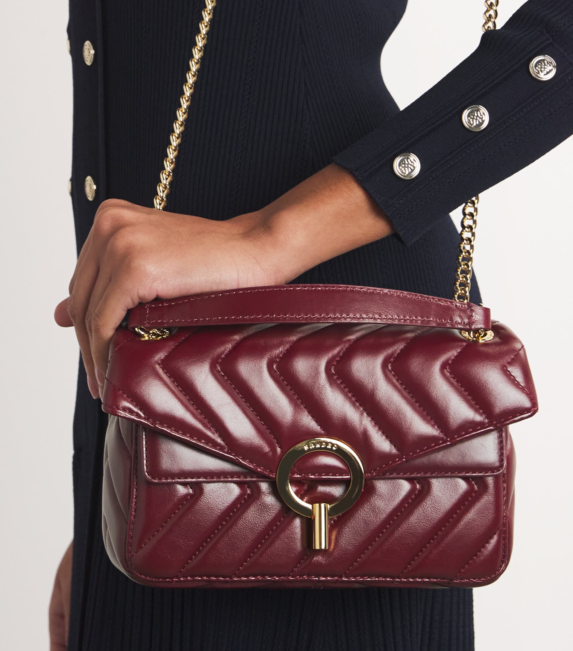 Quilted Leather Yza Shoulder Bag BORDEAUX Image 5
