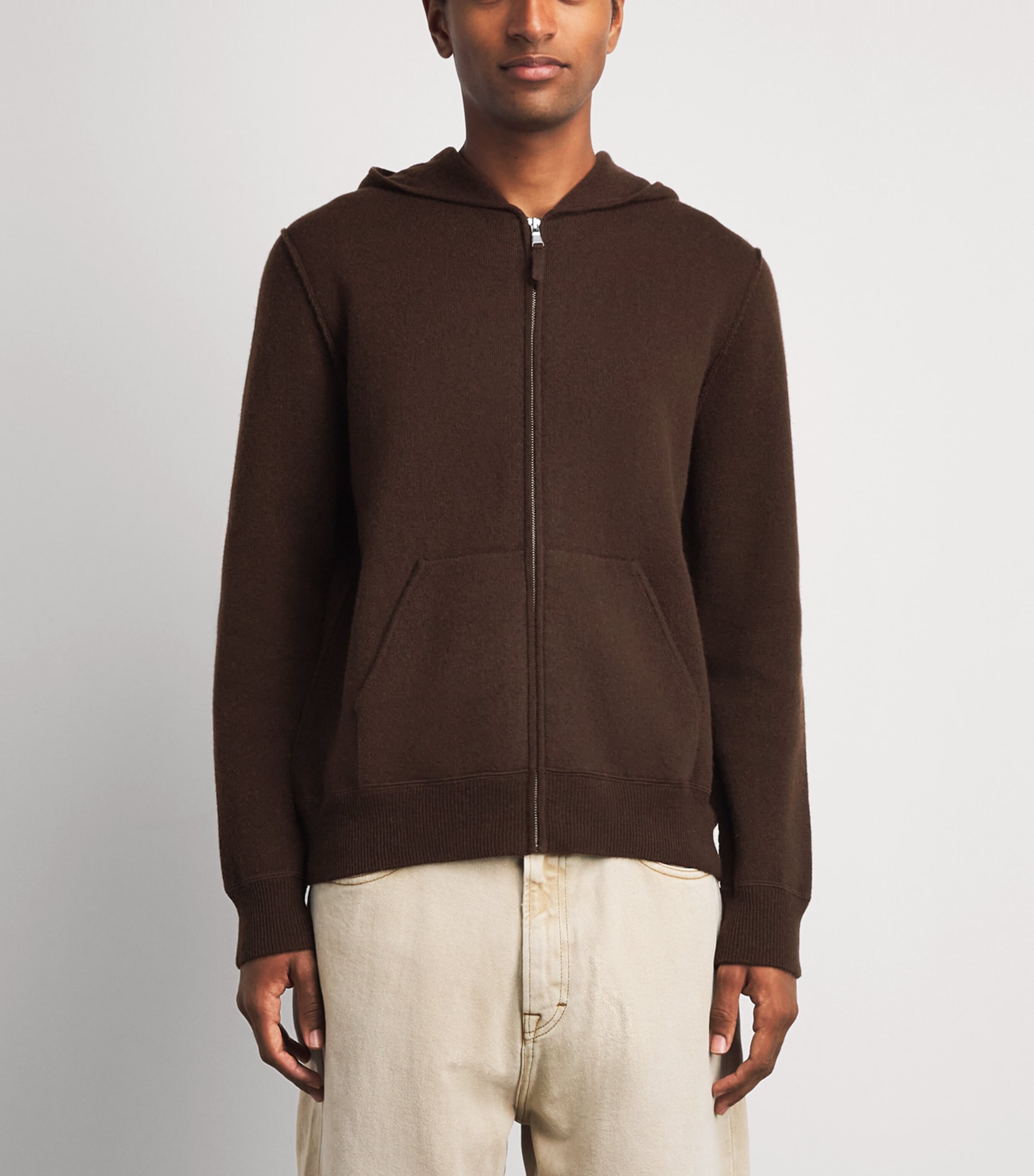 Allude Mens Wool-Cashmere Zip-Up Hoodie Image 4