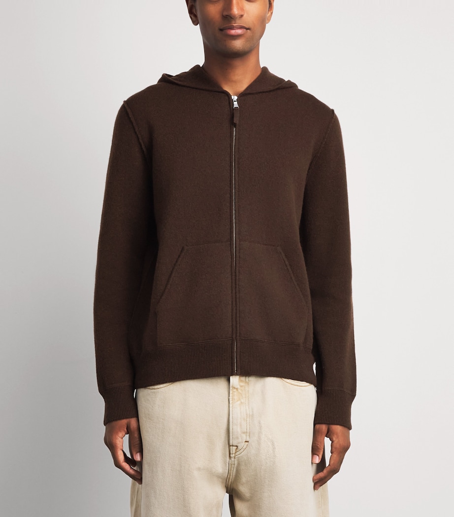 Allude Mens Wool-Cashmere Zip-Up Hoodie Image 4