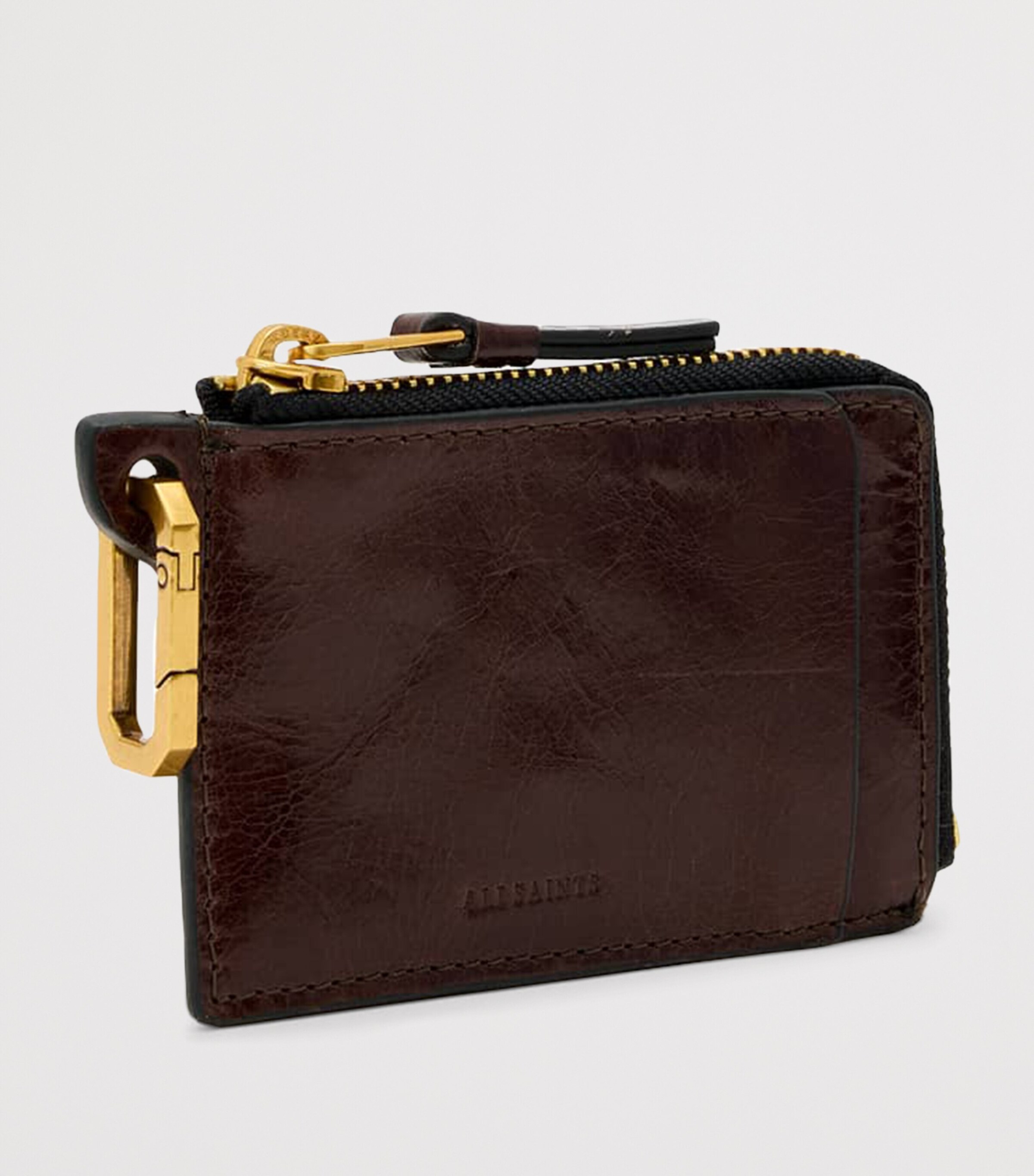 AllSaints Leather Remy Wallet Cognac Brown Image 3
