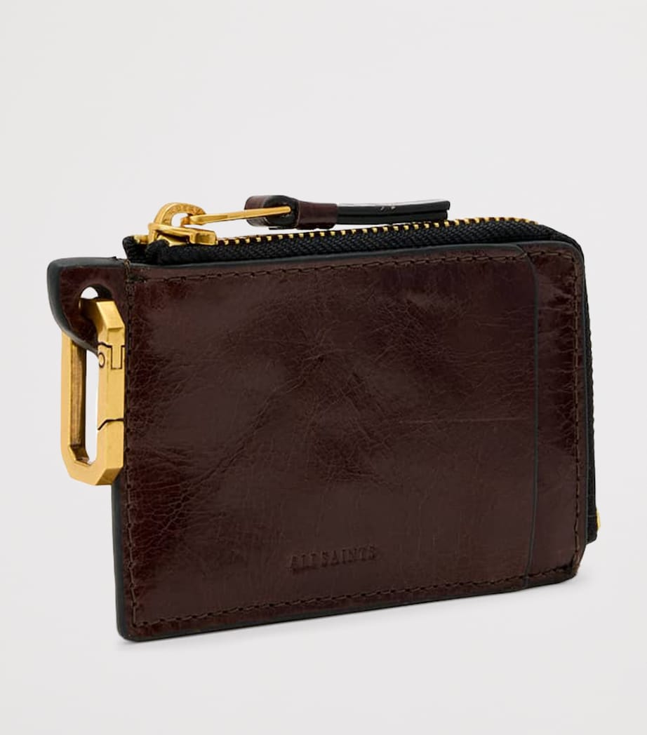AllSaints Leather Remy Wallet Cognac Brown Image 3