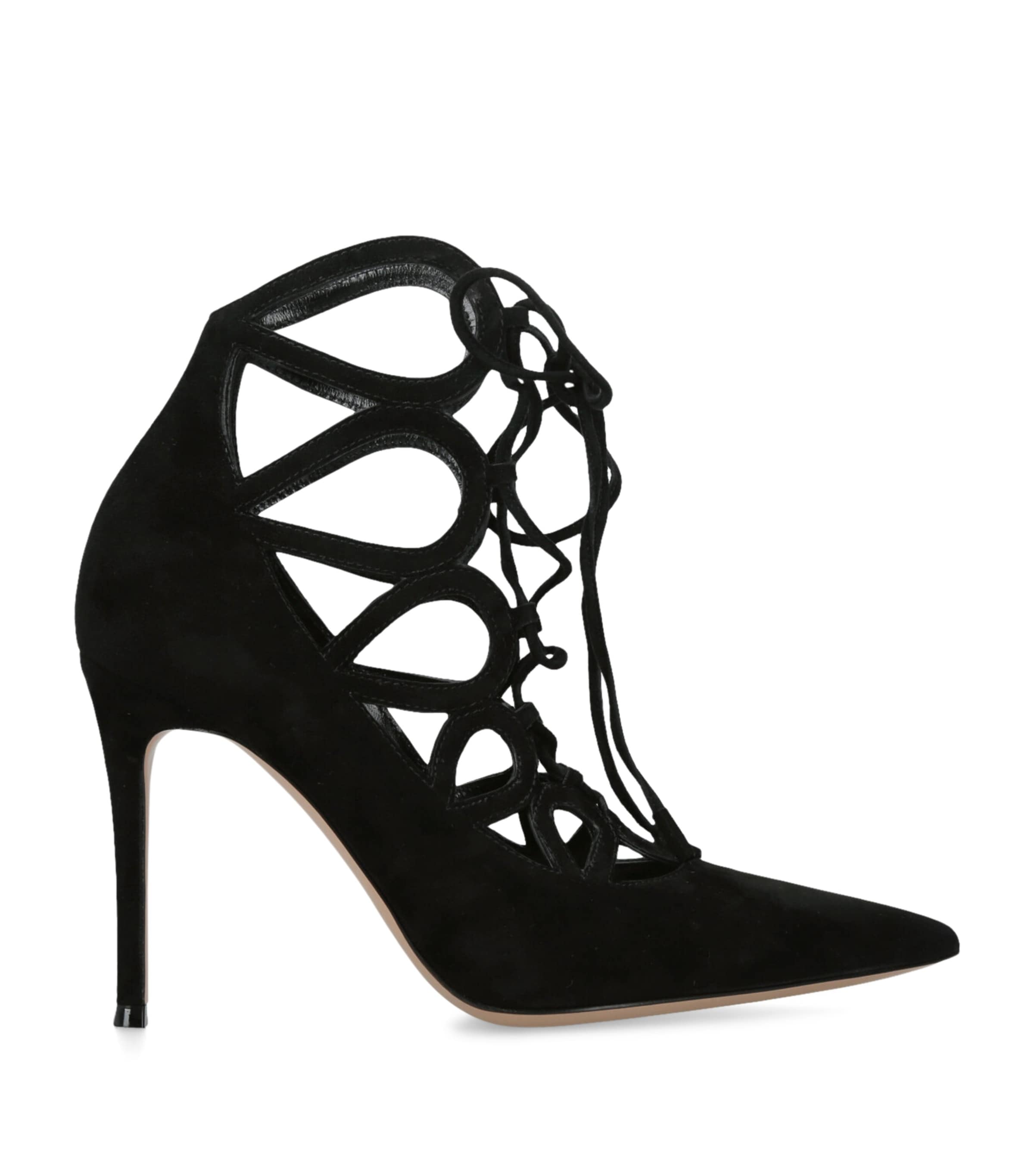Gianvito Rossi Elisa 95 Suede Lace-up Pumps In Black