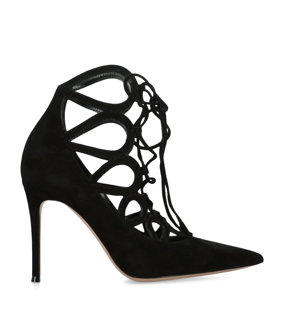 Suede Tie-Up Pumps 95 BLACK Image 1