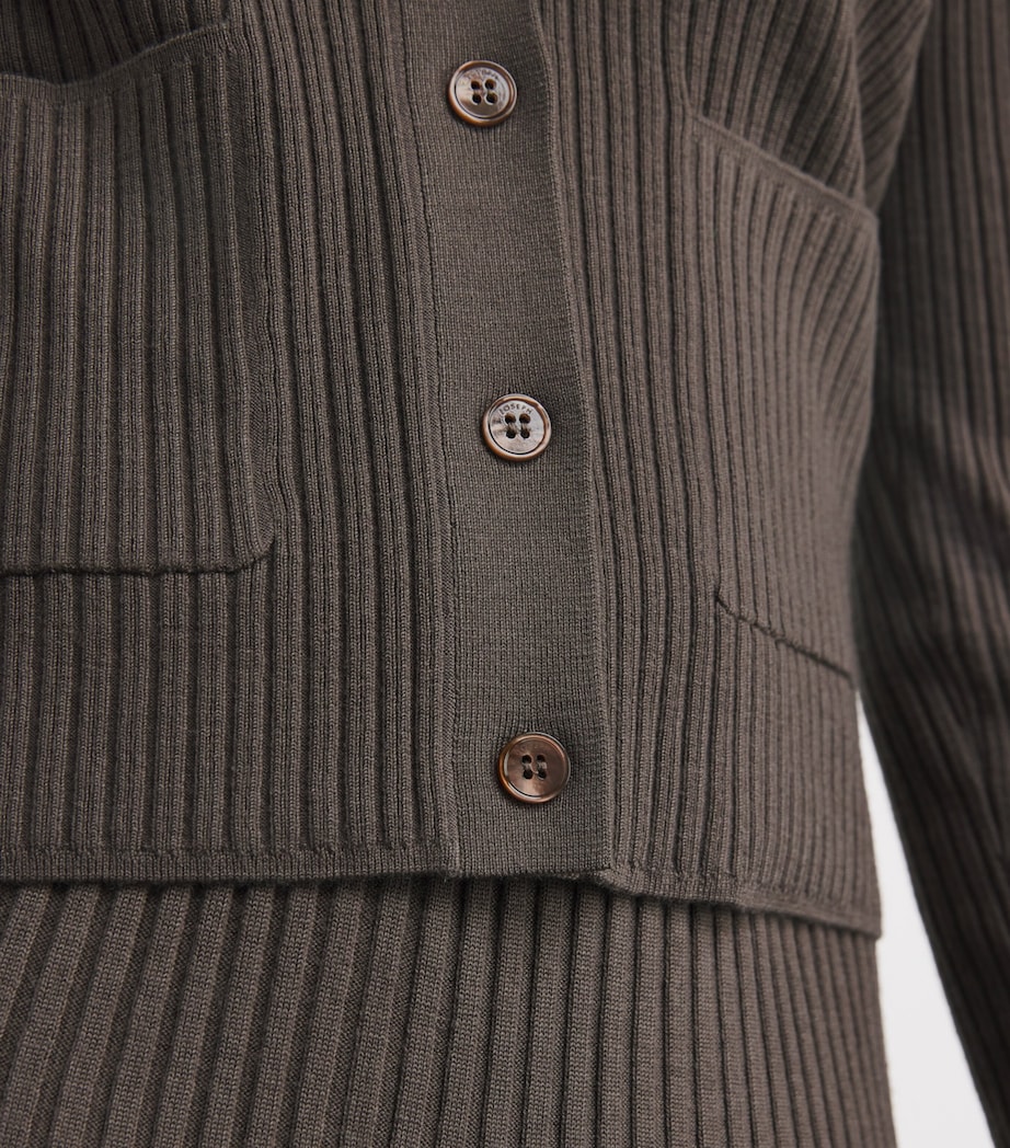 Wool-Blend Ribbed Cardigan MUSHROOM Image 6