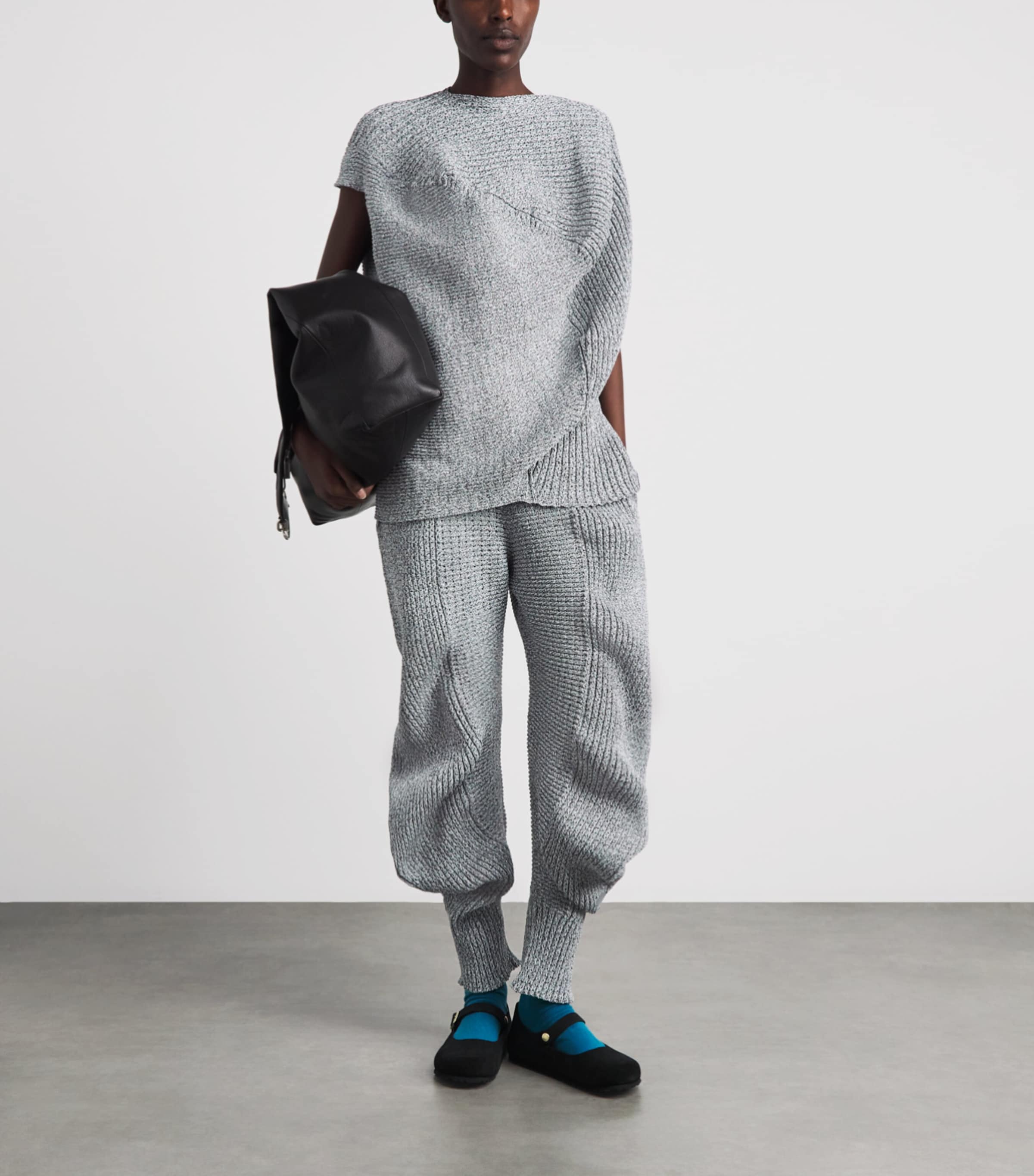 Issey Miyake Womens Found Stone Knitted Trousers Grey Image 2