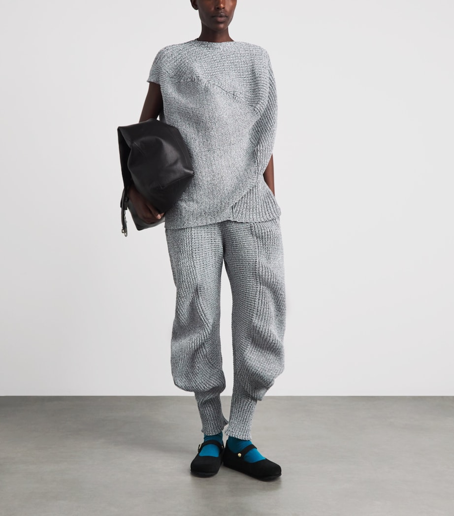 Issey Miyake Womens Found Stone Knitted Trousers Grey Image 2