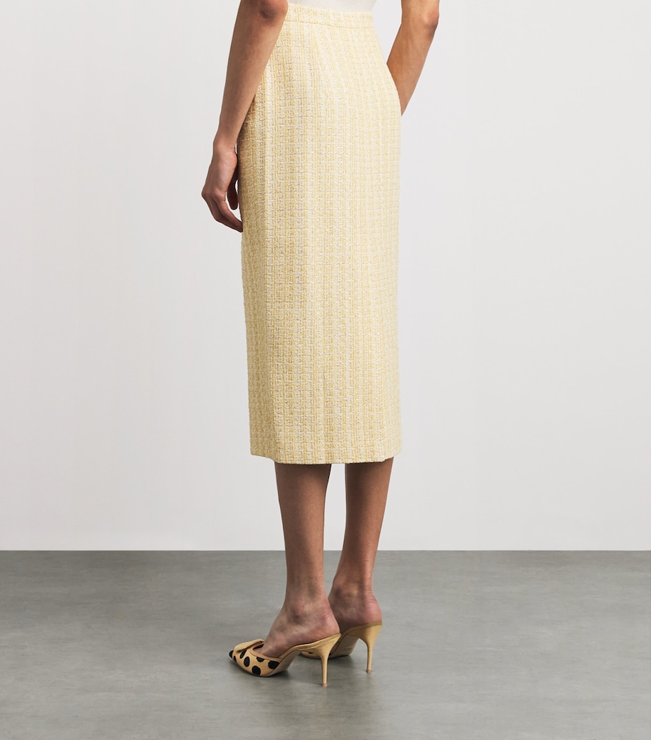 Alessandra Rich Womens Tweed Sequin-Embellished Midi Skirt Yellow Whit Image 5