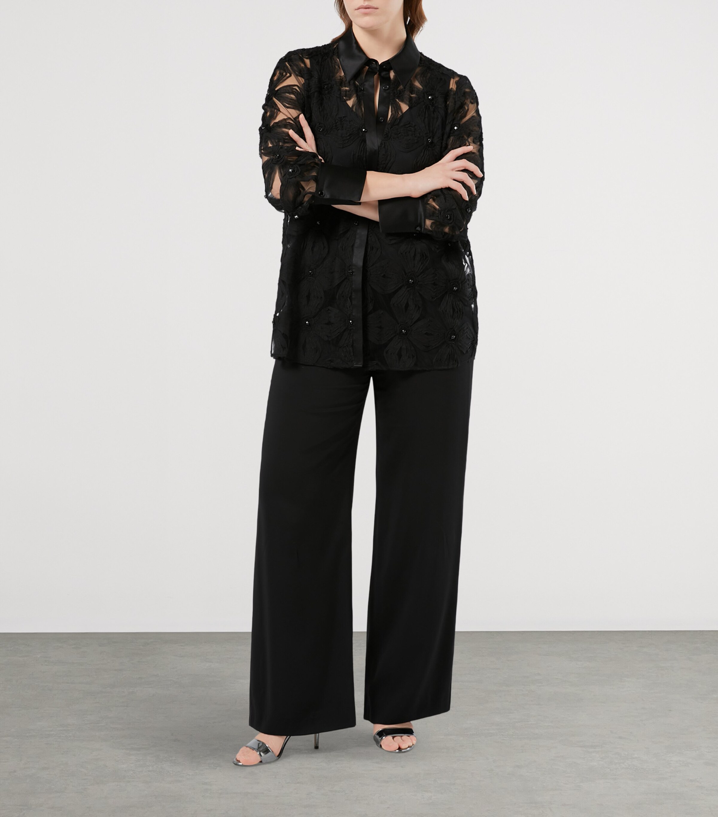 Tulle-Flower Oglio Shirt BLACK Image 4