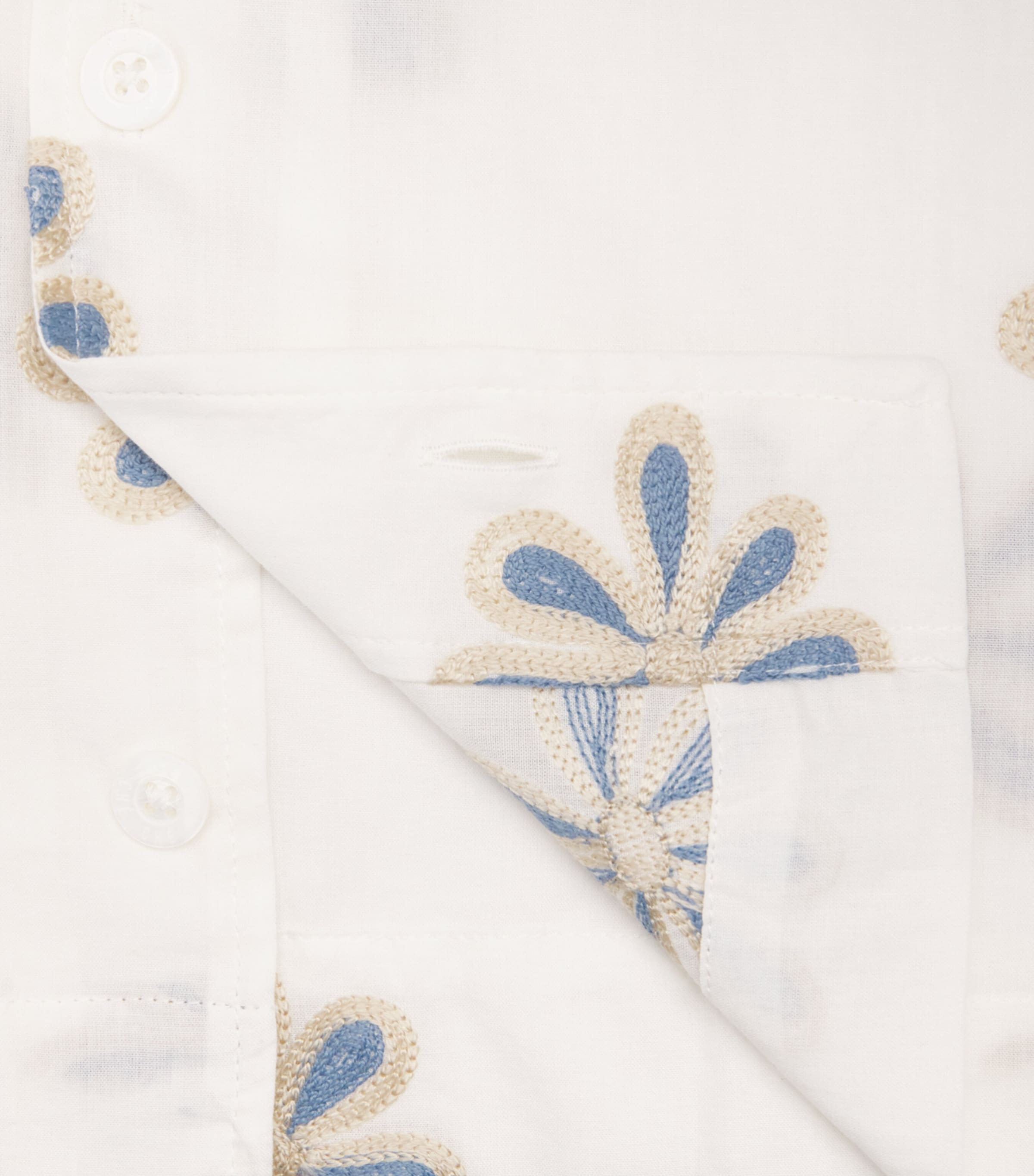 CHÉ Mens Cotton Embroidered Daisel Shirt White Image 6