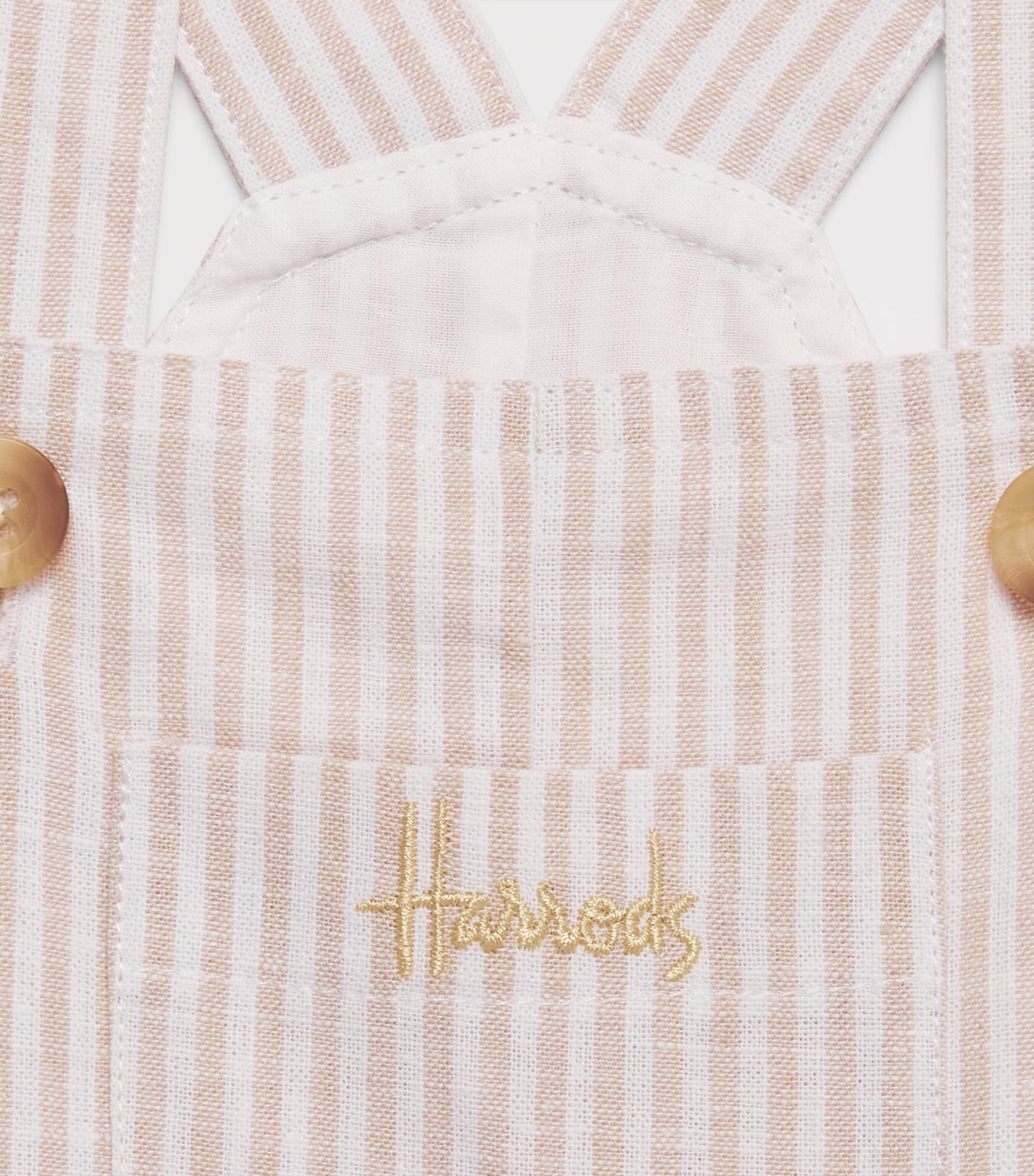 Harrods Linen-Cotton Stripe Dungarees (0-18 Months) Image 3