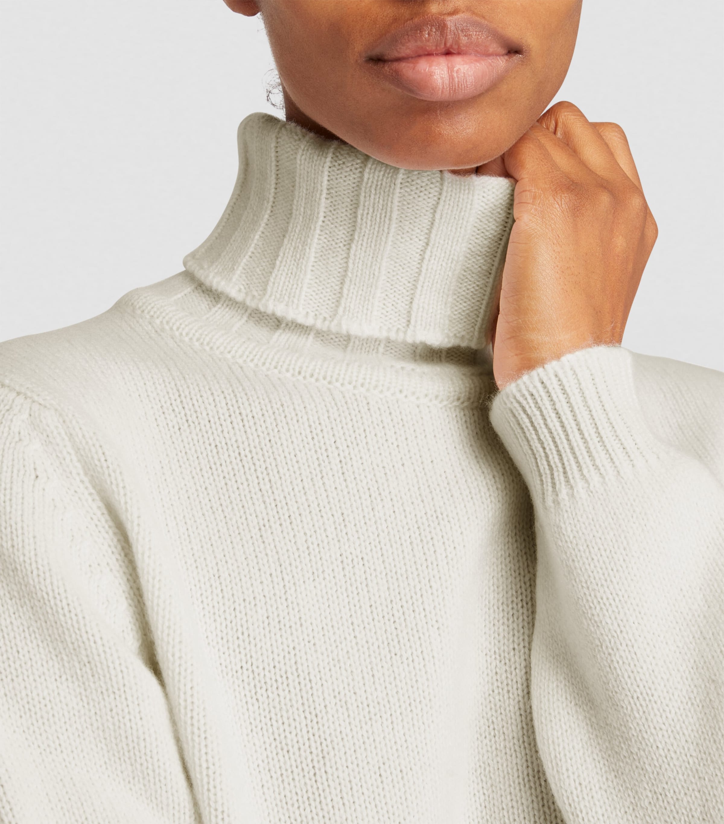 Harrods Womens Cashmere Rollneck Sweater Ivory Image 6
