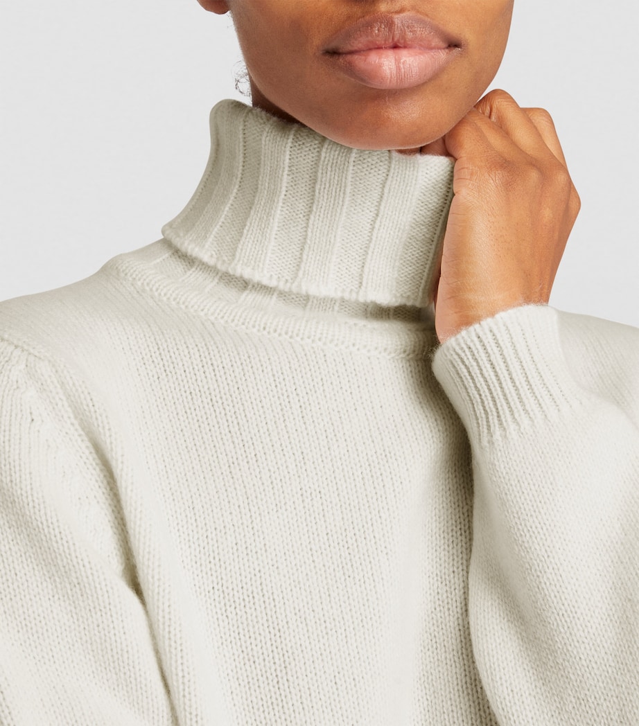 Harrods Womens Cashmere Rollneck Sweater Ivory Image 6