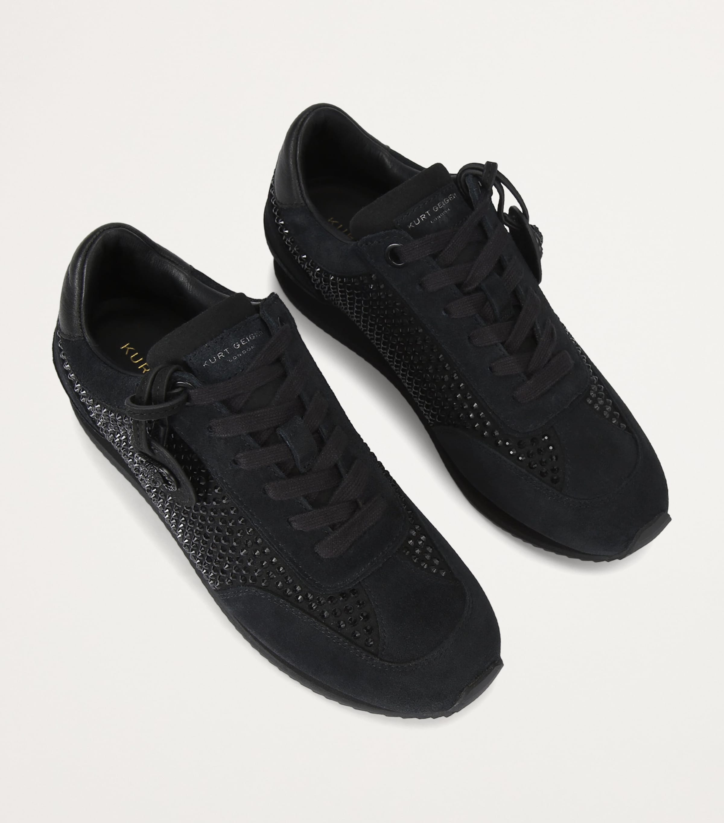 Kurt Geiger London Suede Embellished Chelsea Sneakers Black Image 3