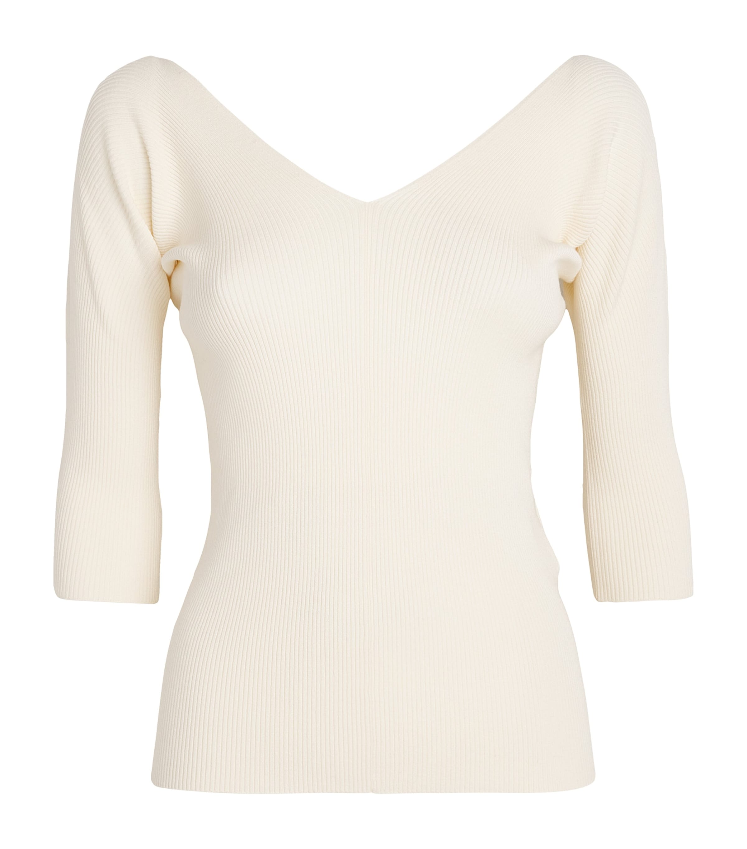 Shop Weekend Max Mara V-neck Ribbed Top In White