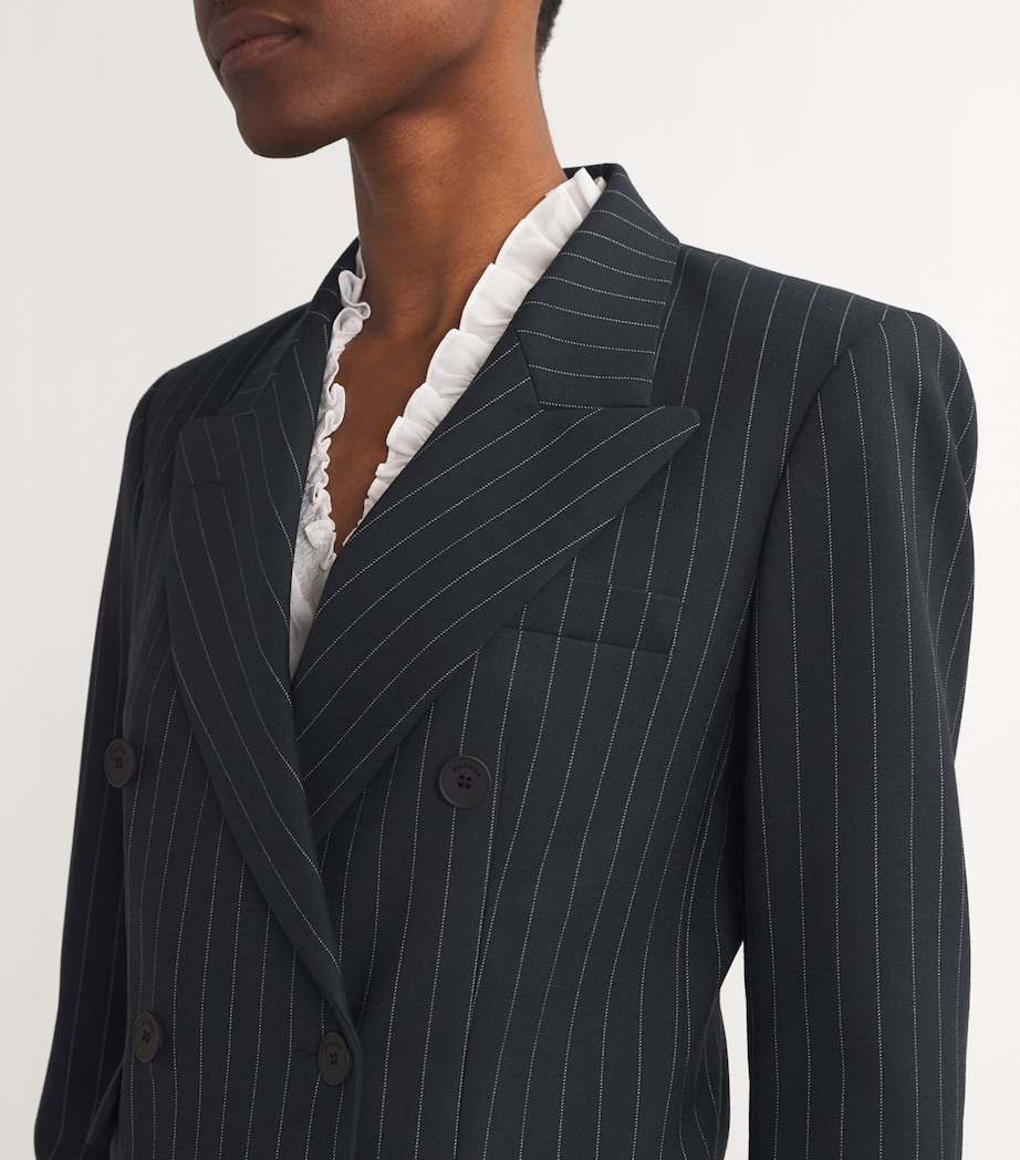 Striped Double-Breasted Blazer BLACK Image 6