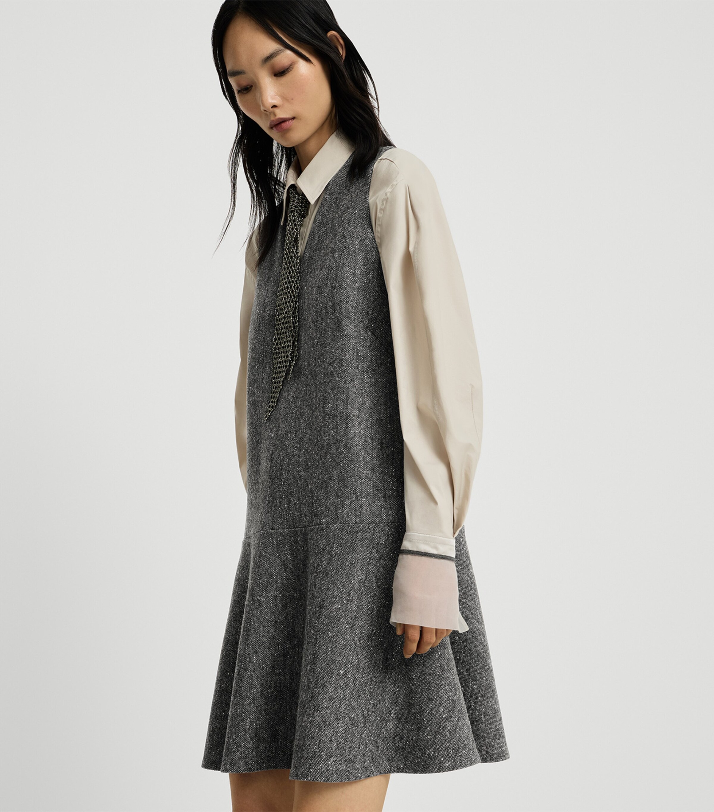 Brunello Cucinelli Womens Virgin Wool Mini Dress Image 4