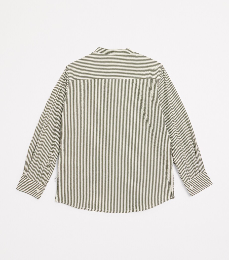 Il Gufo Cotton Striped Shirt (3-12 Years) Green Image 2