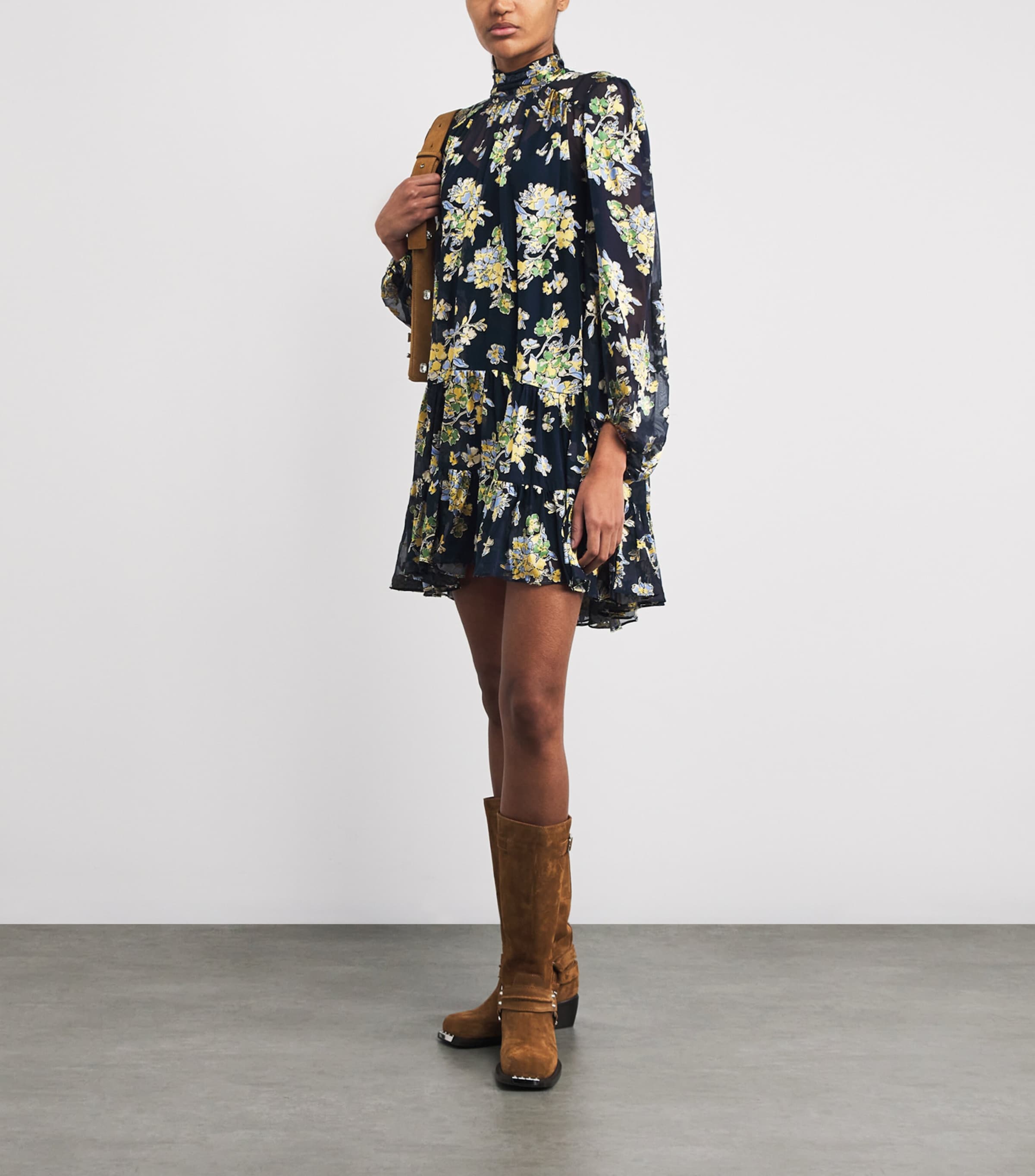 Anaya Mini Dress BOUQUET DEVORE NAVY Image 2