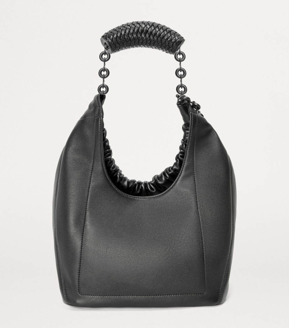 Small Leather Squeeze Top-Handle Bag BLACK Image 4