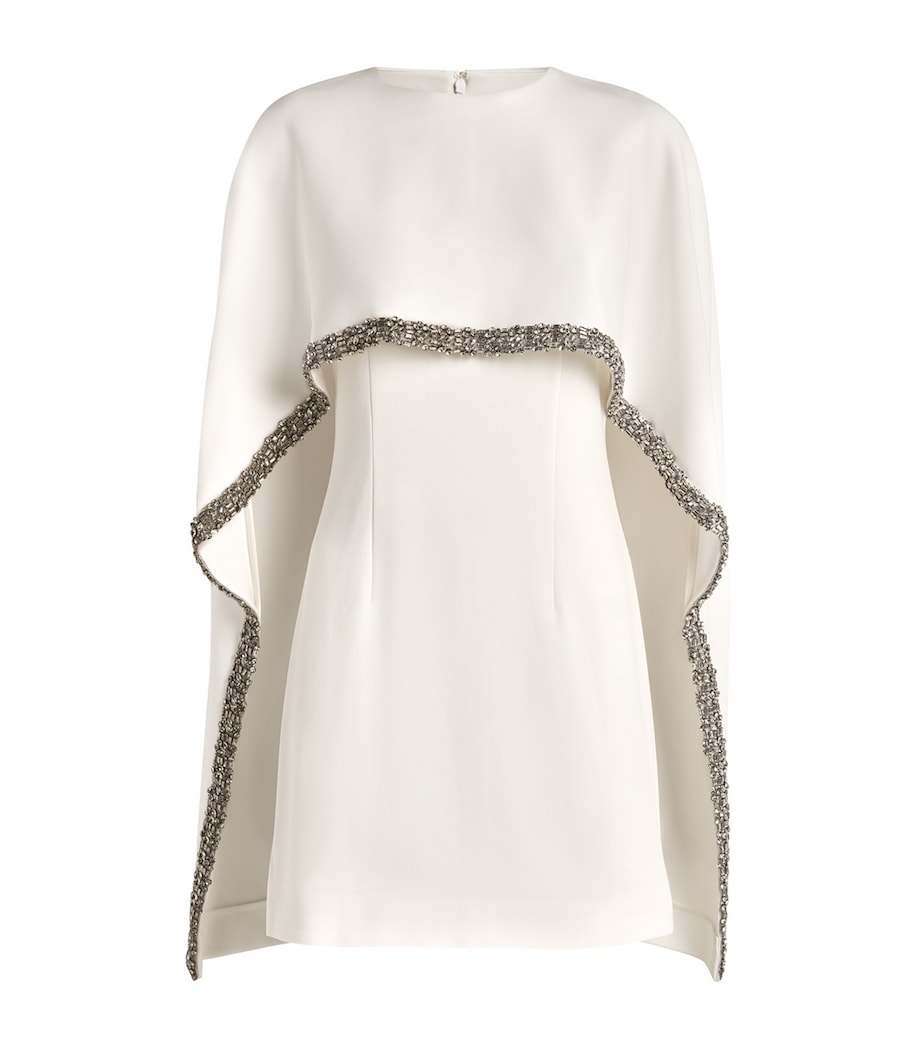 Roland Mouret Womens Satin Sparkling-Detail Mini Dress White Image 1