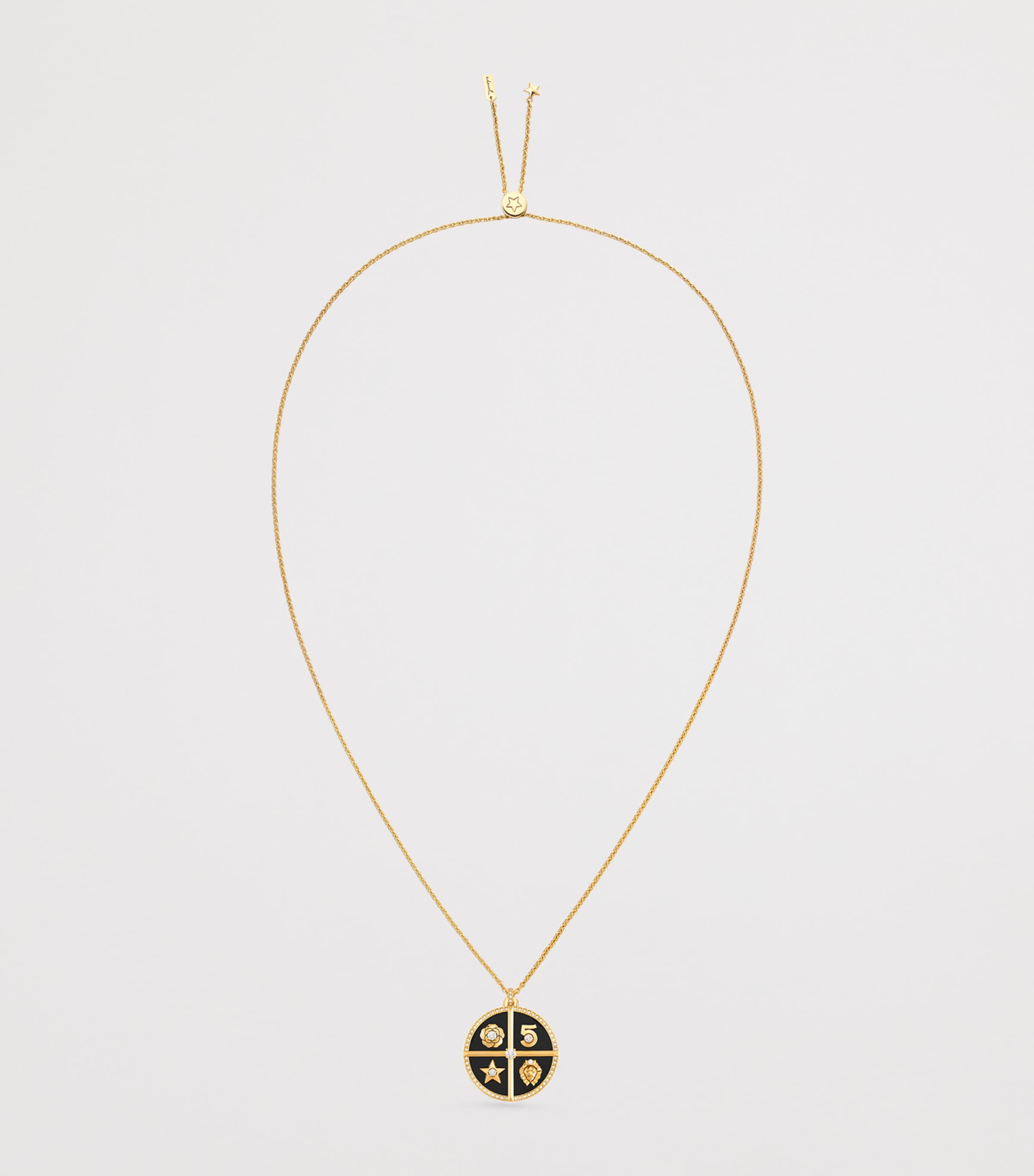 Yellow Gold, Diamond and Jade Reversible Symboles Medal Necklace YELLOW Image 3