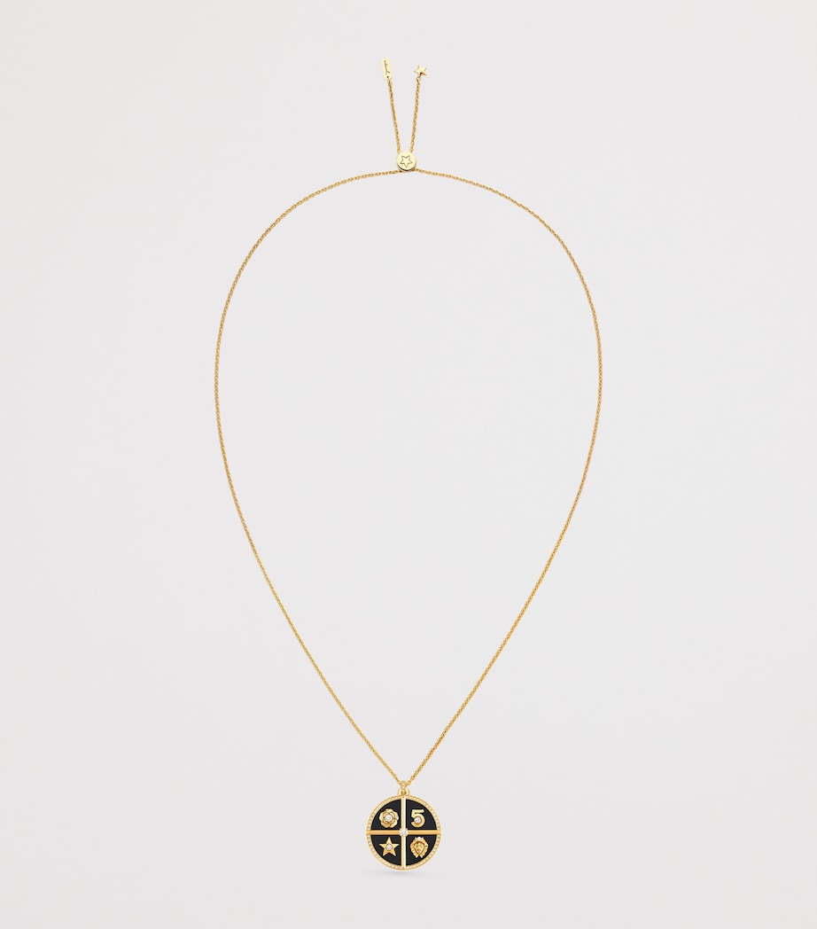 Yellow Gold, Diamond and Jade Reversible Symboles Medal Necklace YELLOW Image 3