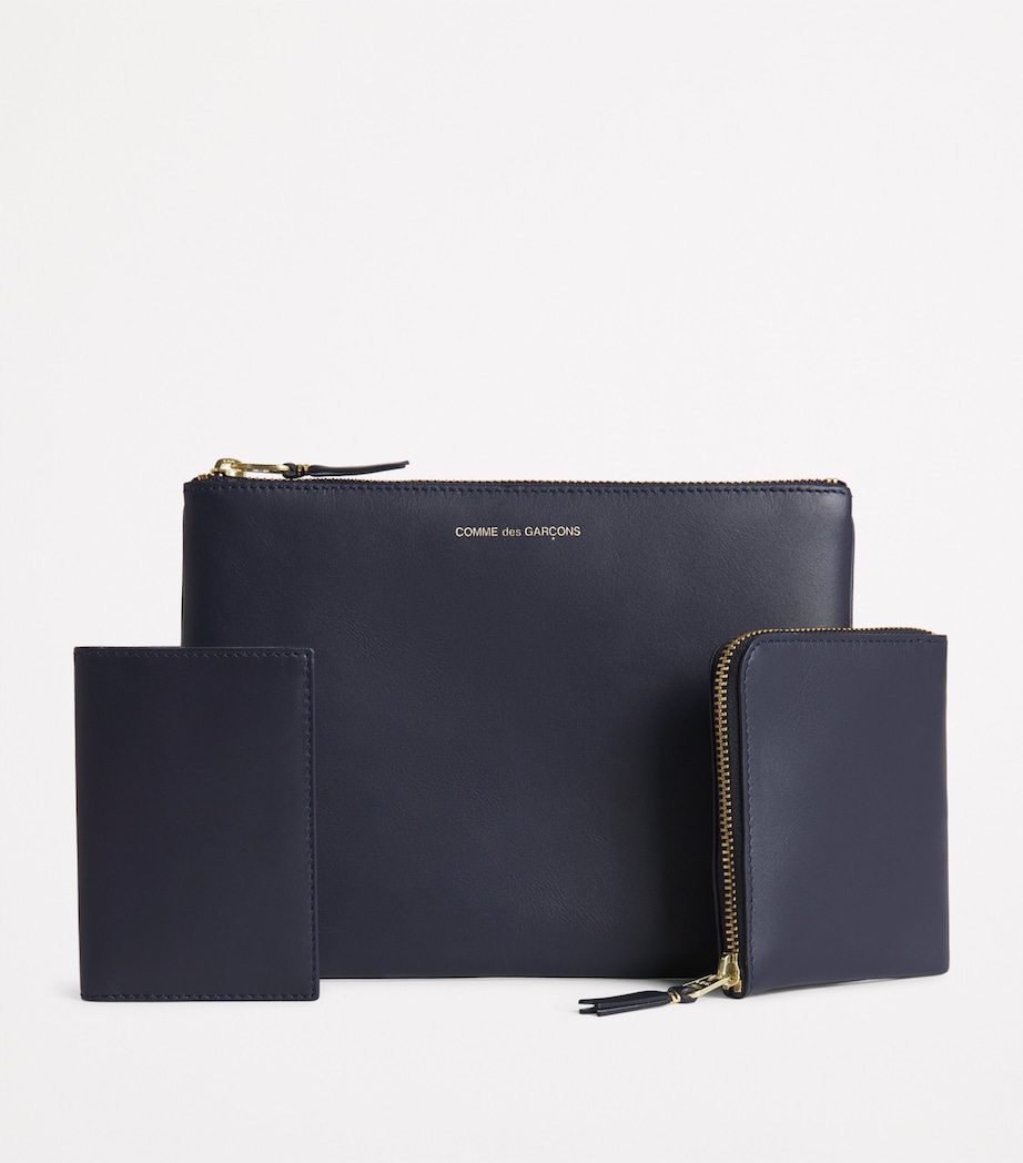 Leather Zipped Pouch NAVY Image 3