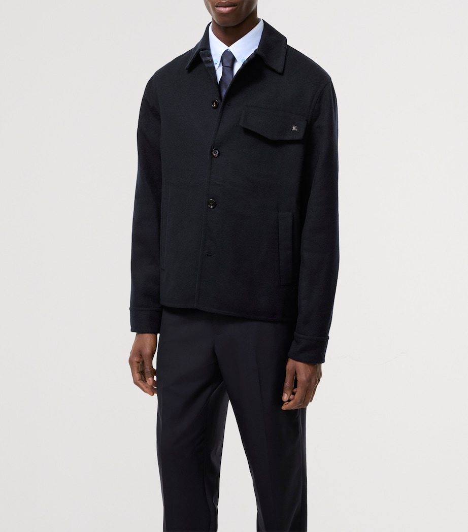 Burberry Mens Wool Shacket Overshirt Navy/navy Check Image 2