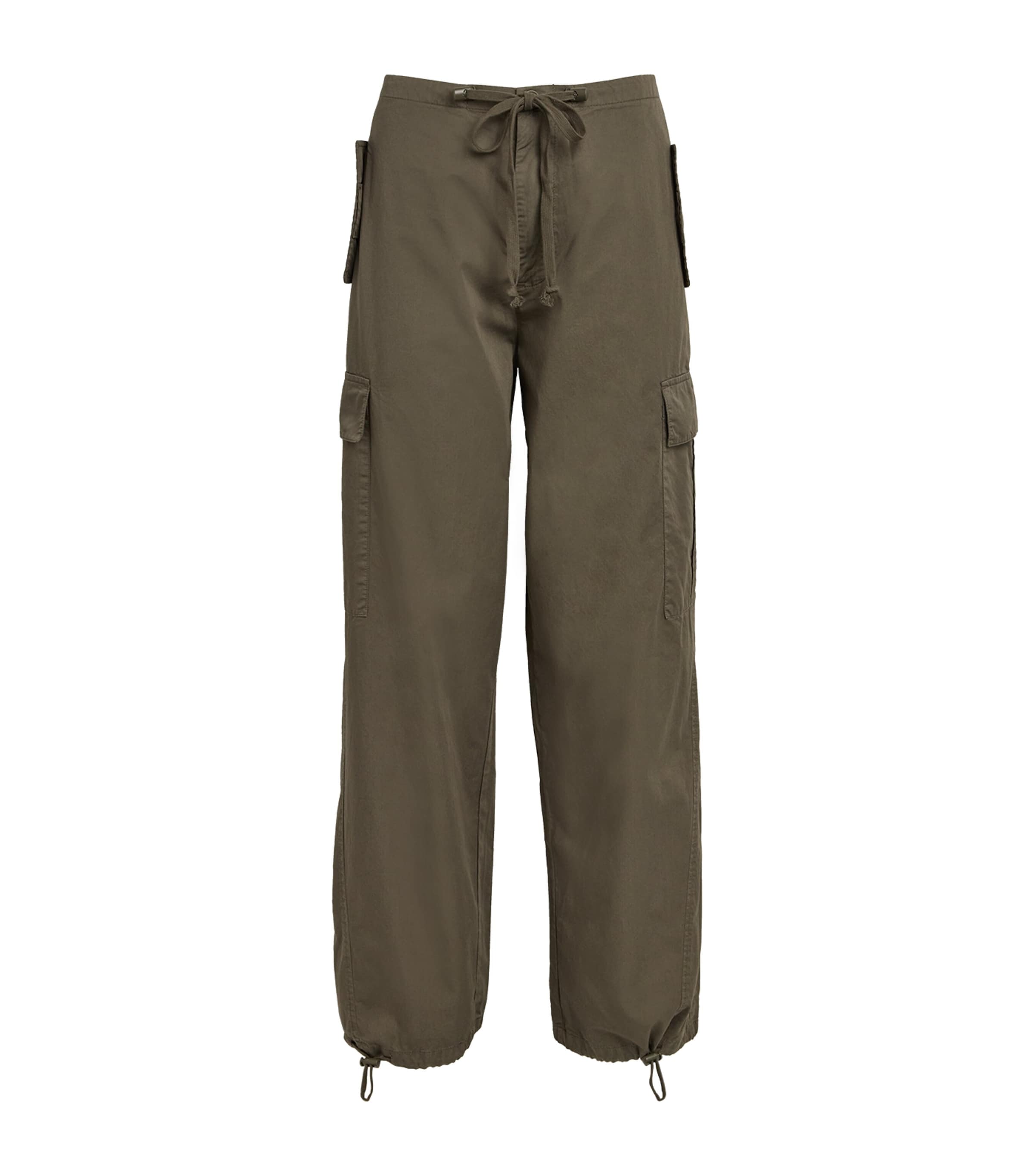 Shop Good American Cotton Parachute Trousers In Green