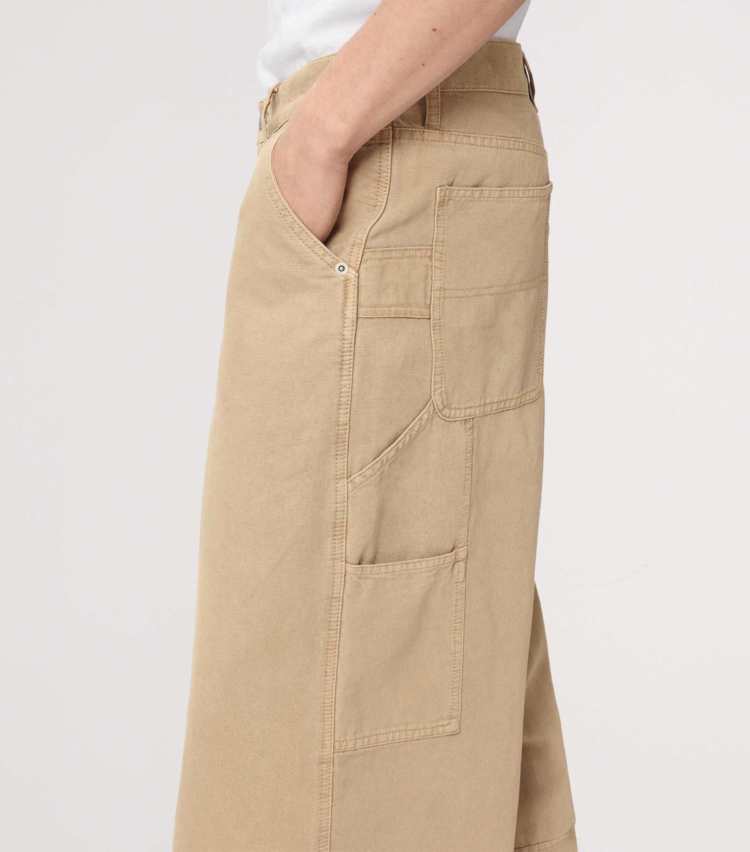 AllSaints Mens Organic Cotton Barrel Leg Trousers Dune Brown Image 6