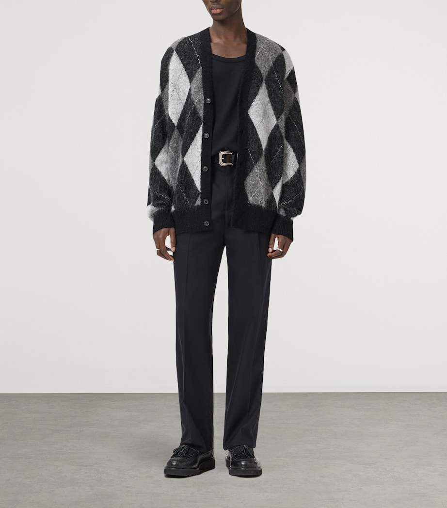AllSaints Mens Jacquard Bower Cardigan Black/white Image 2
