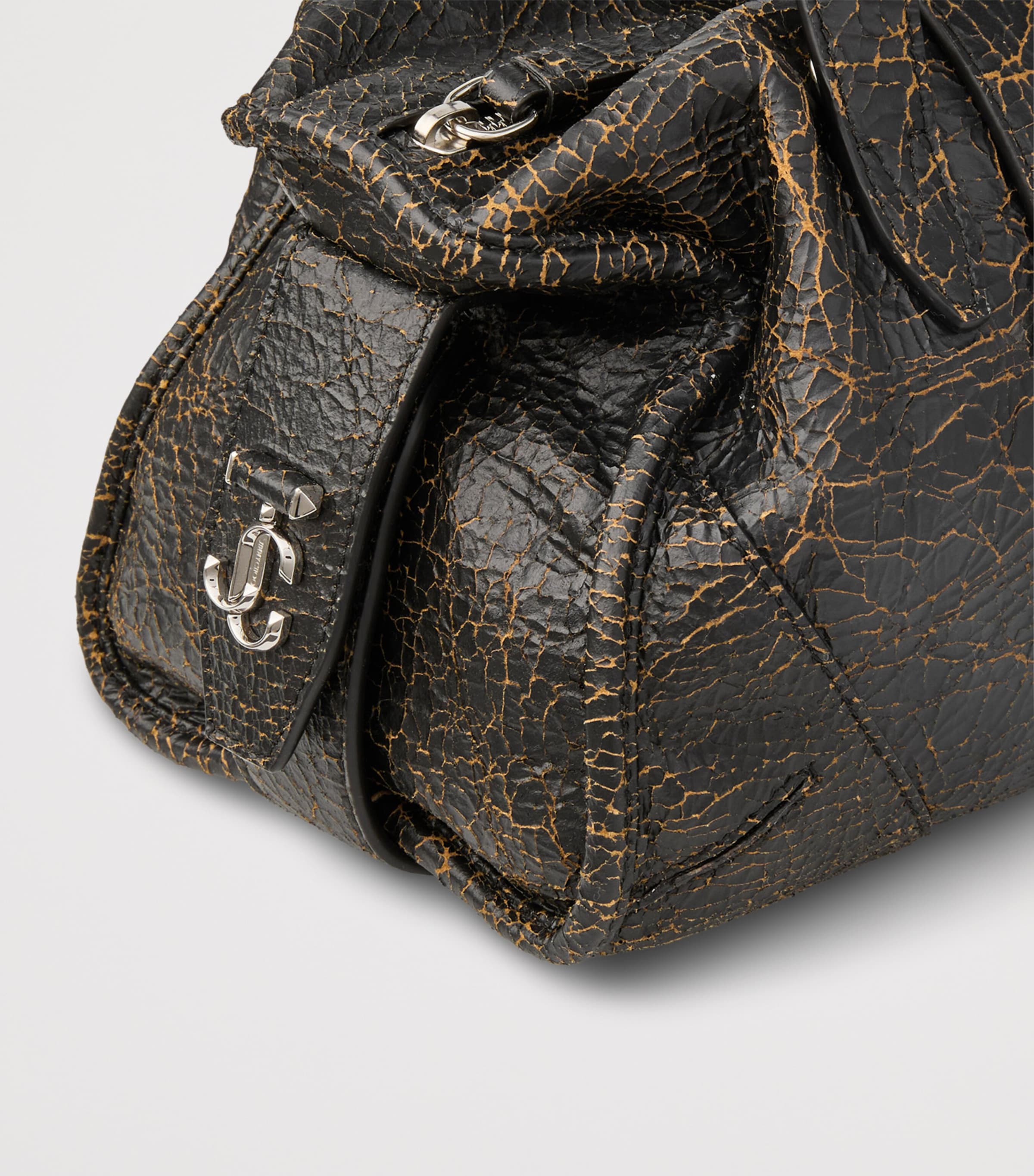 Jimmy Choo Barfilo Cracked Leather Bag Black/toffee/silver Image 5