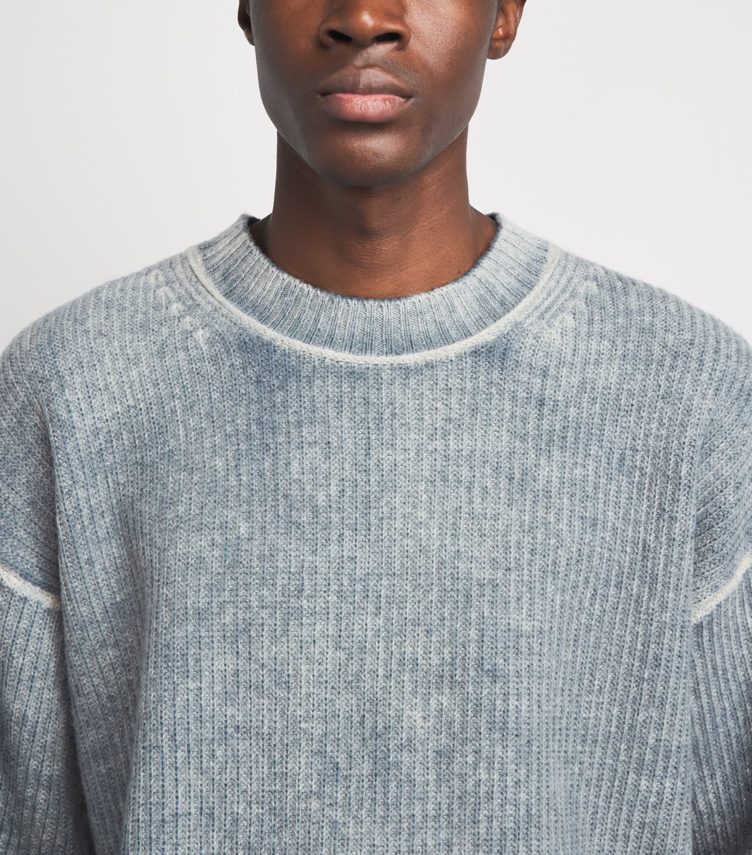 Represent Mens Wool Reversible Fade Out Sweater Petrol Image 3