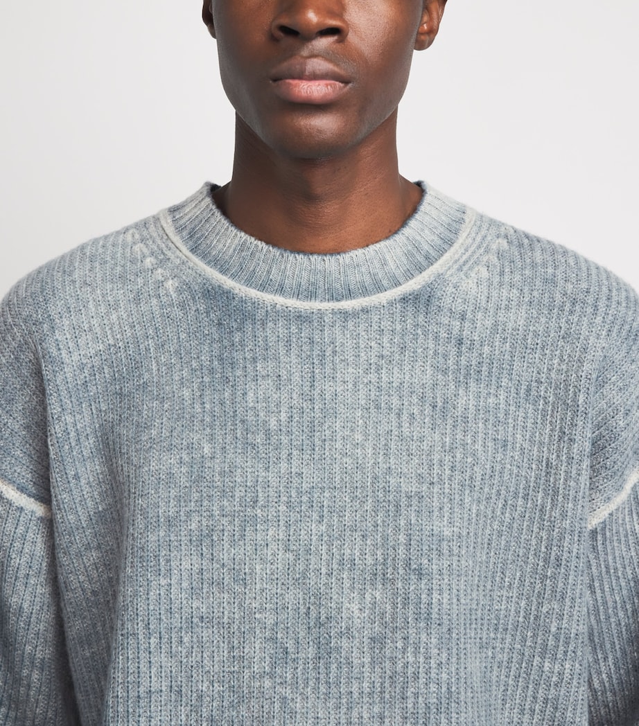 Represent Mens Wool Reversible Fade Out Sweater Petrol Image 3