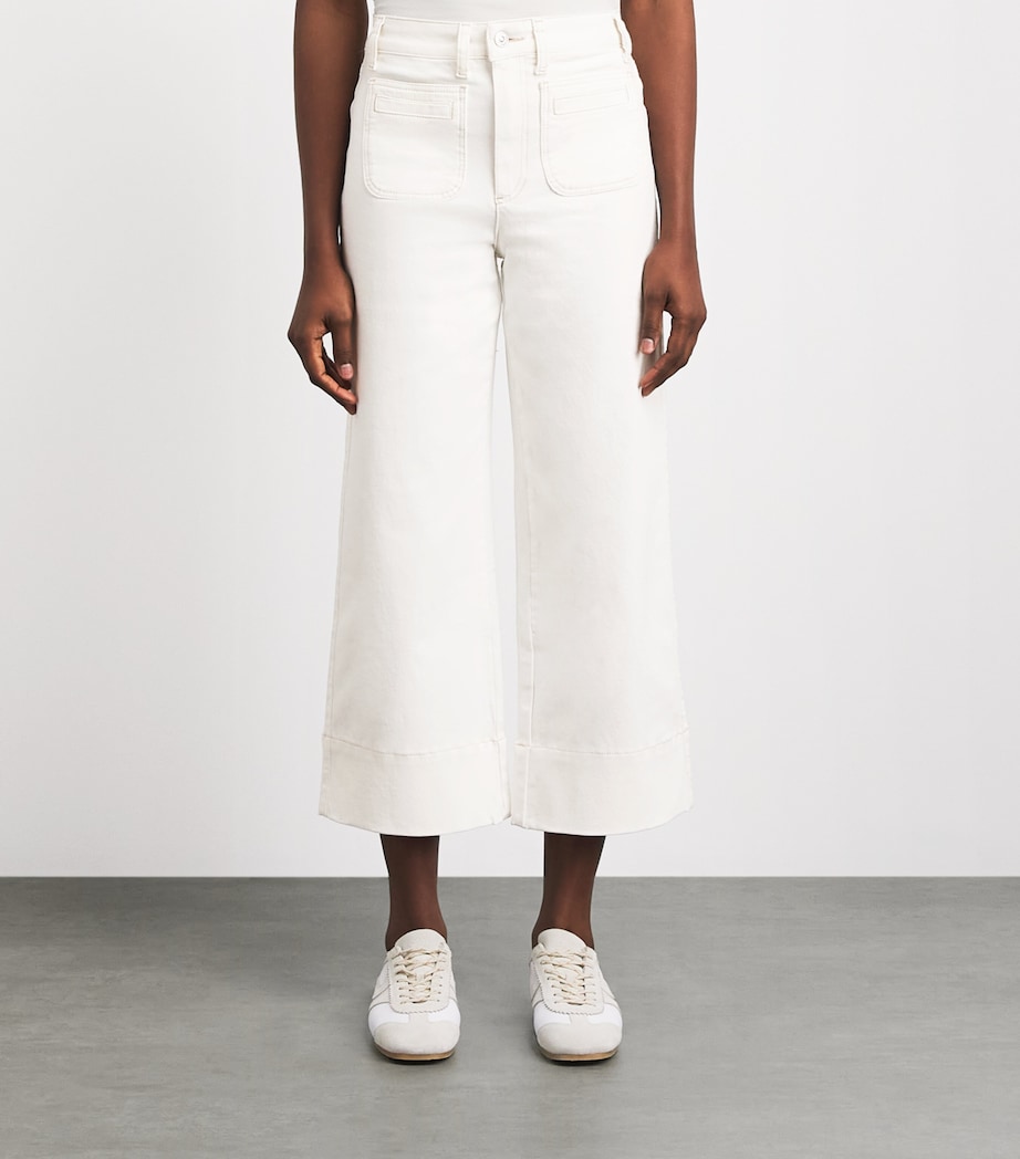 PAIGE Womens Anessa Wide-Leg Jeans Tonal Ecru Image 4