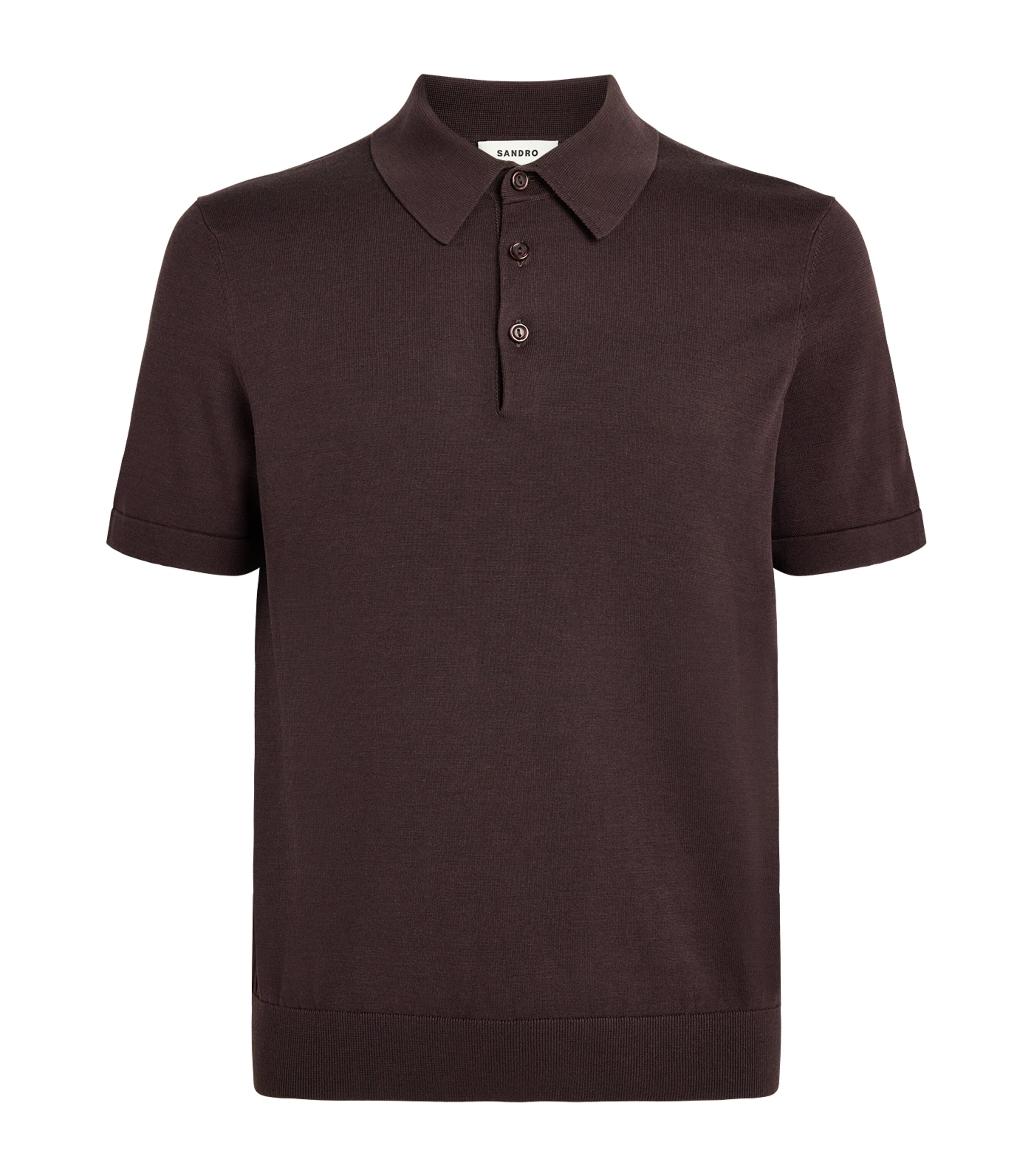 Sandro Paris Knitted Polo Shirt Chocolate