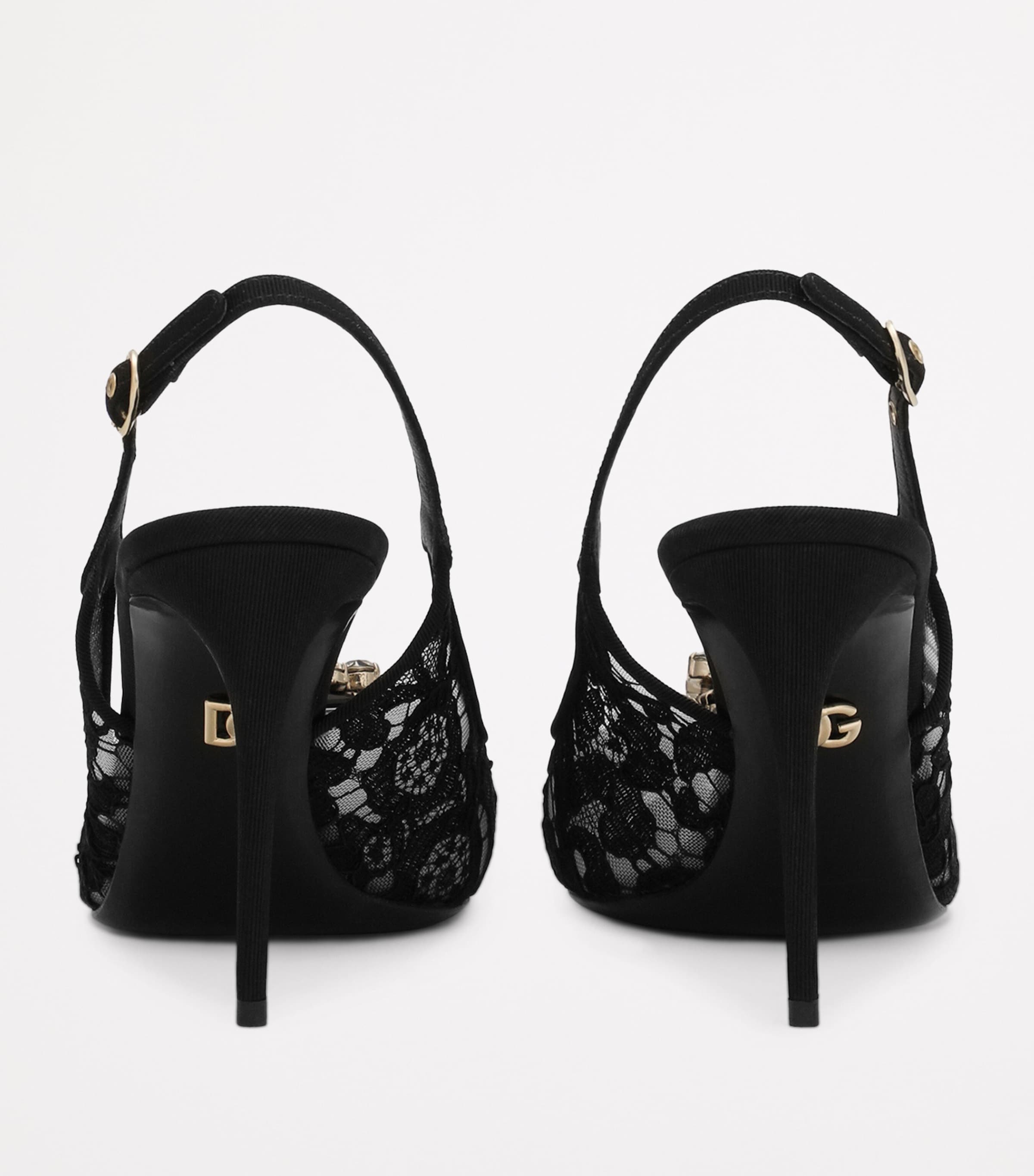 Lace Embellished Slingback Pumps 90 80240-APRICOT Image 5