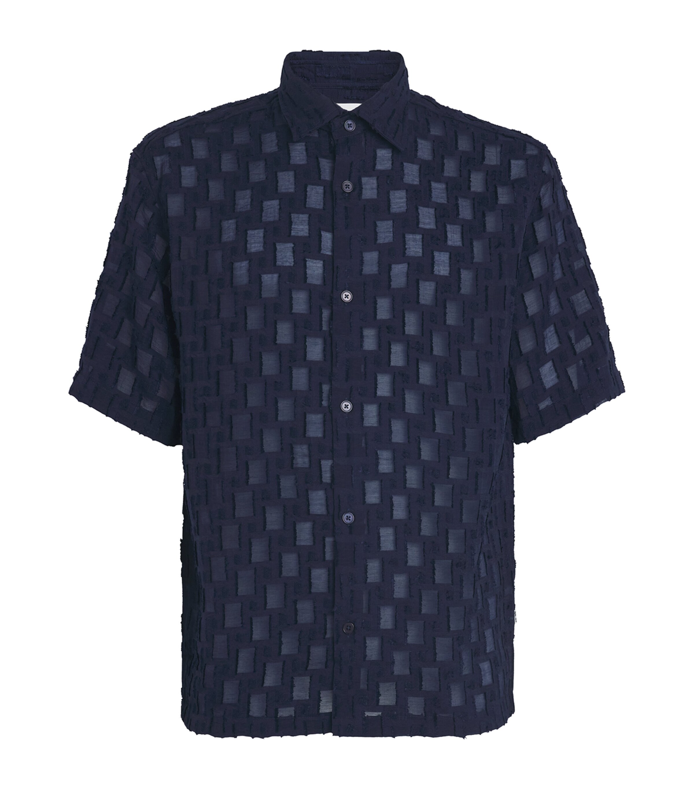 NN.07 Mens Flocked Freddy Shirt Navy Blue Image 1