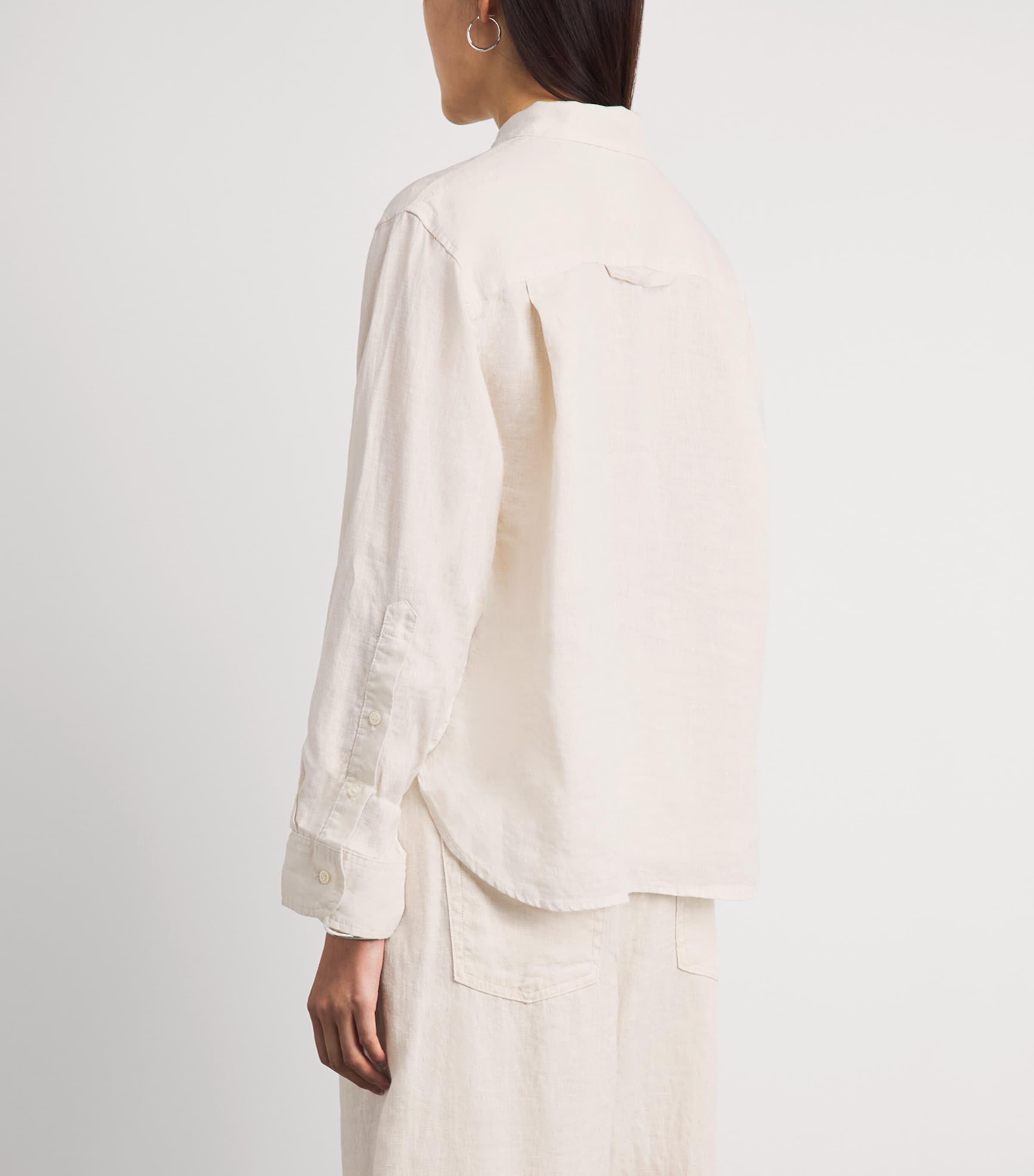 Citizens of Humanity Womens Linen Shrunken Kayla Shirt Pale Stone Image 5
