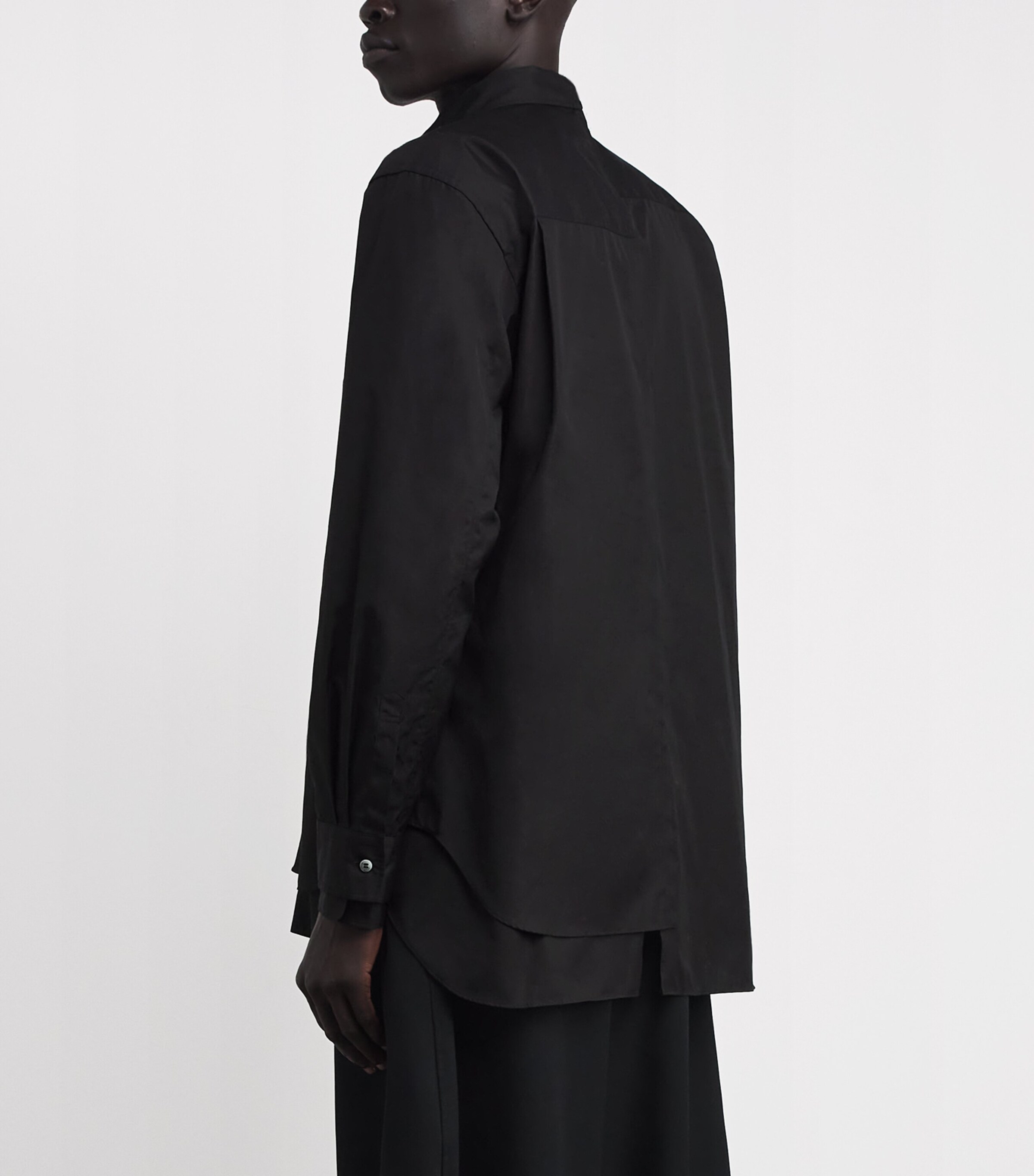 Comme Des Garçons Homme Plus Mens Cotton Panel-Overlay Shirt Black Image 4