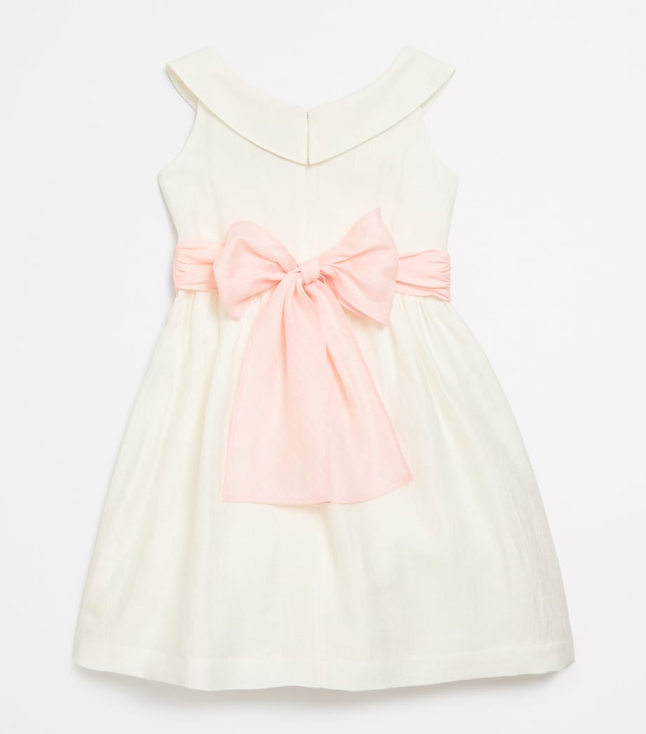 Linen-Blend Belted Dress (4-12 Years) 1032 MILK/PINK Image 2