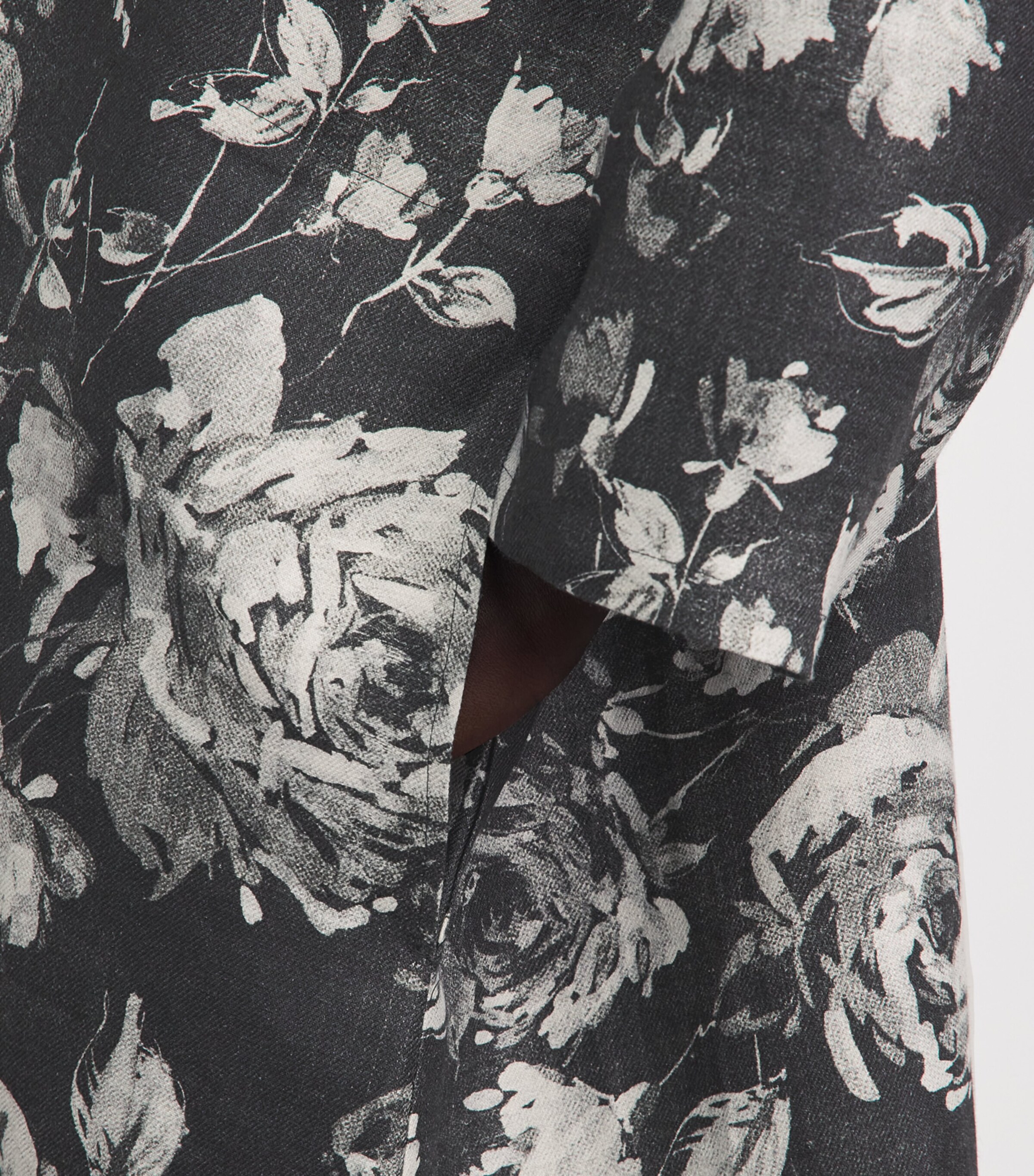 Eskandar Womens Linen Floral Scoop-Neck Midi Dress Mnochrom Image 3