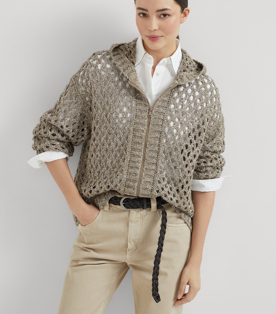 Dazzling Netted Hooded Cardigan C9545 Image 4