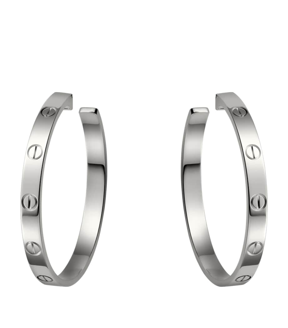 White Gold LOVE Hoop Earrings WHITE GOLD Image 1