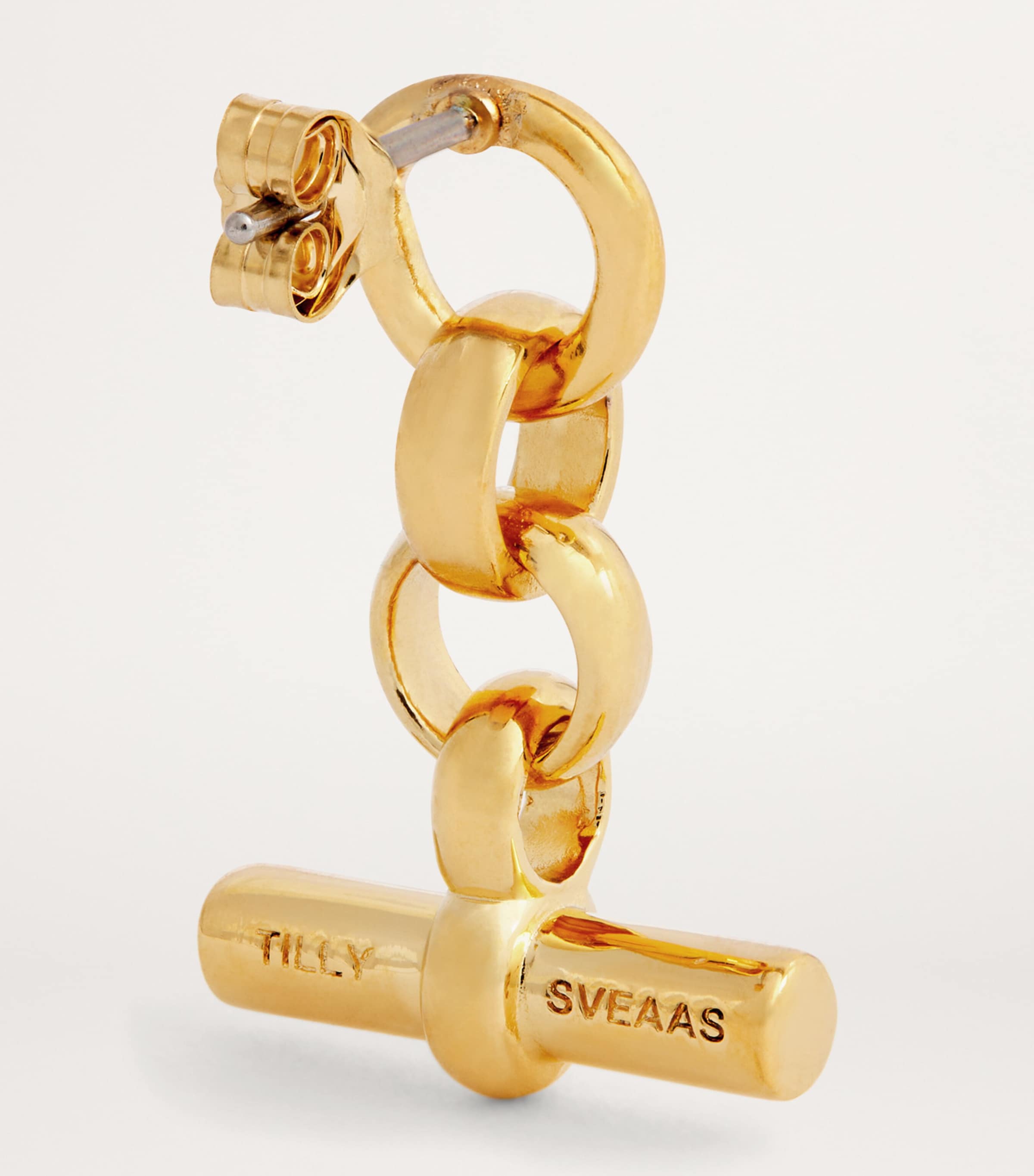 TILLY SVEAAS Gold-Plated T-Bar Drop Earrings Gold Image 4