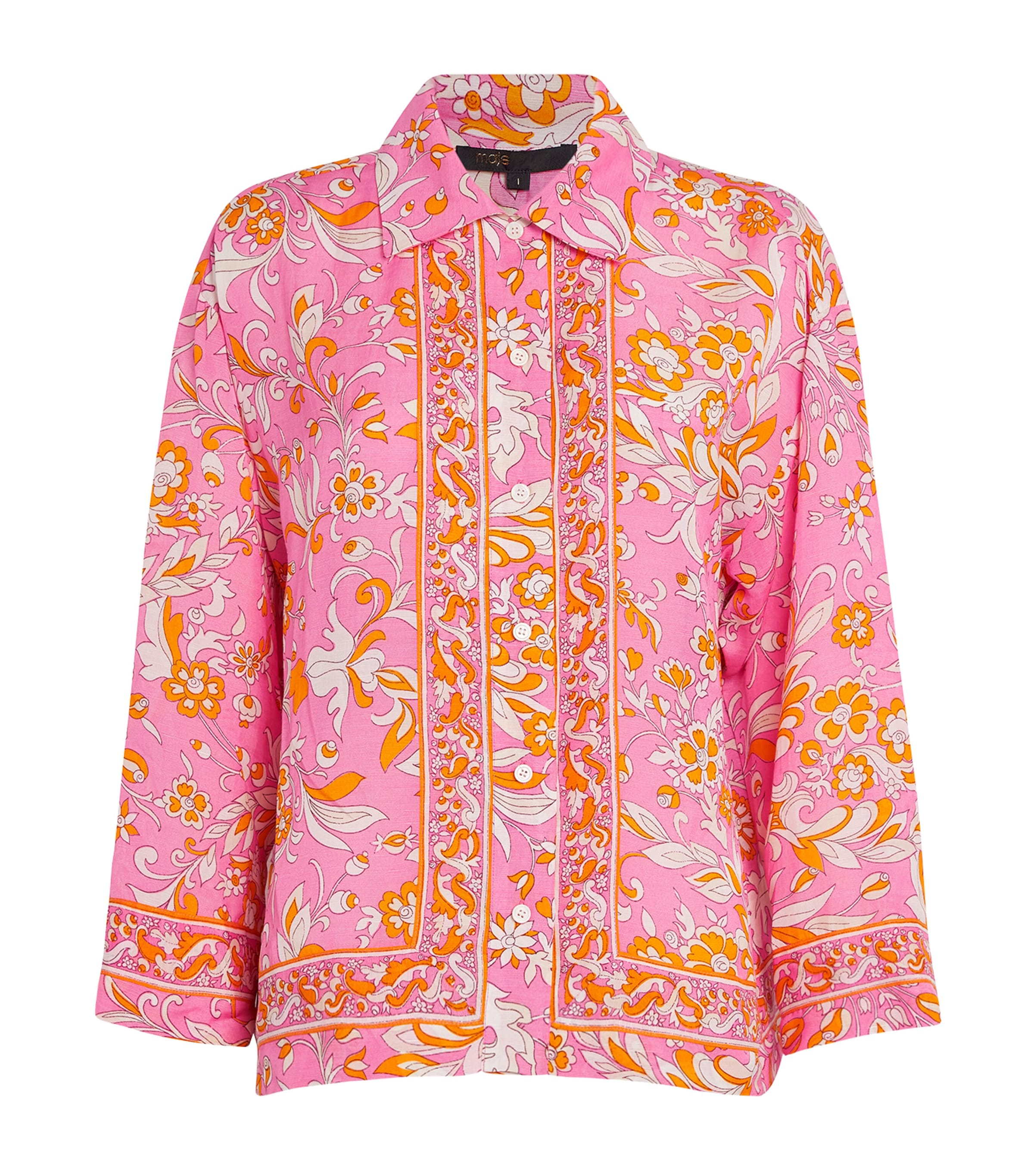 Maje Patterned Flowing Linen Shirt