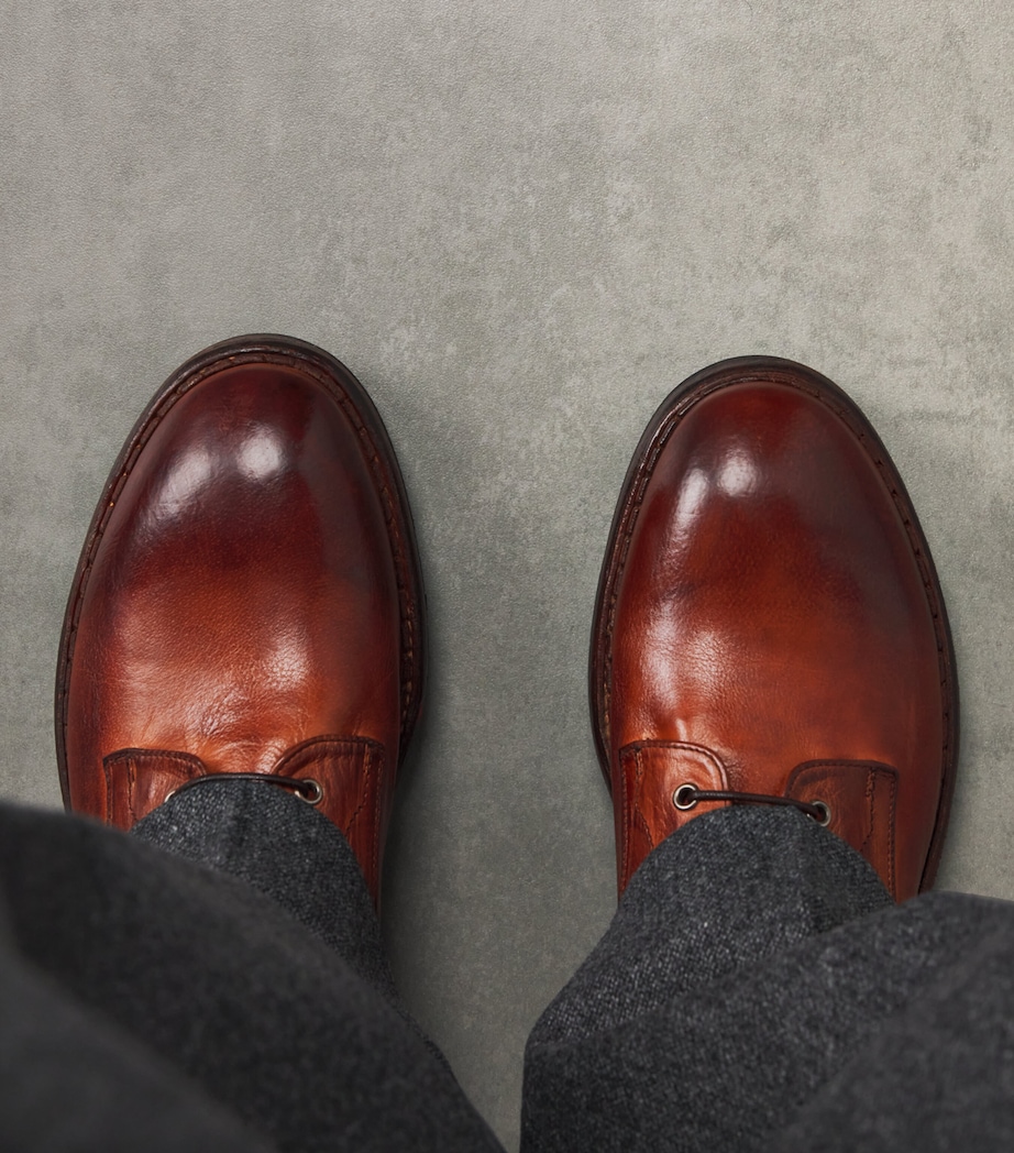 Buffalo Leather Derby Shoes CAMMELLO Image 6