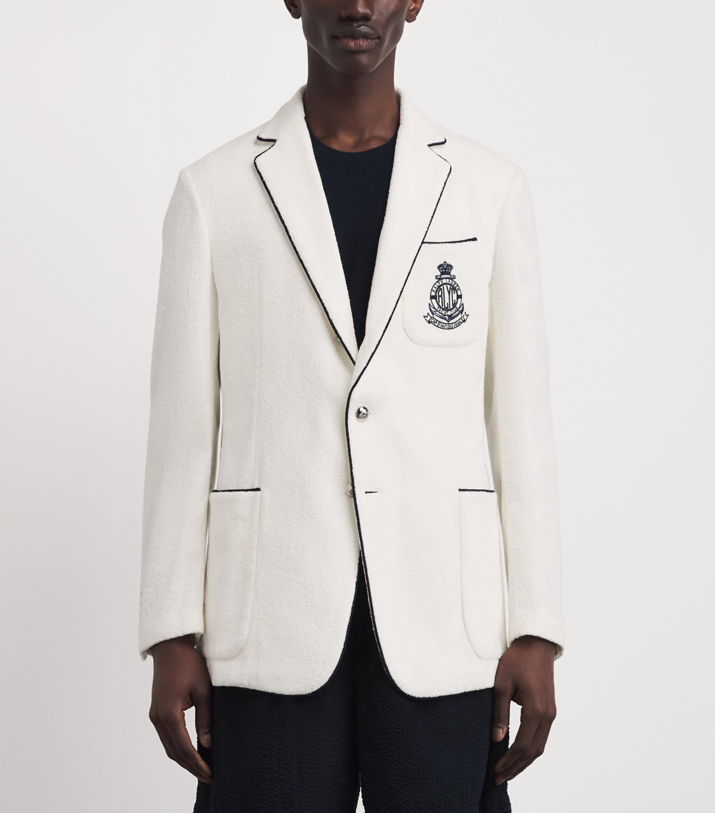 Ralph Lauren Purple Label Mens Terry Embroidered Blazer White Image 4