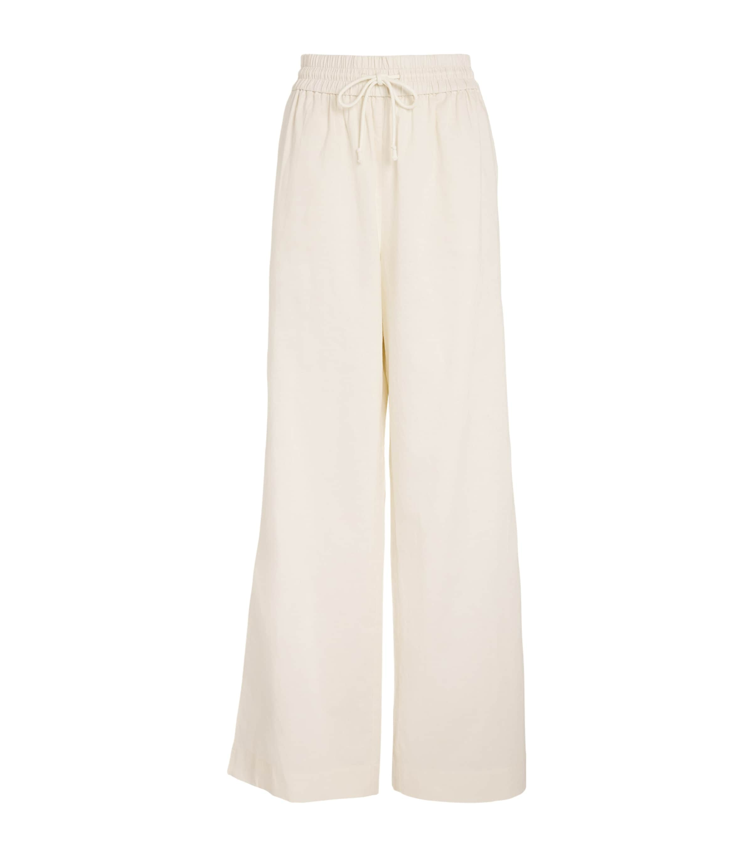 Frame Cotton-linen-blend Wide-leg Trousers In Ivory