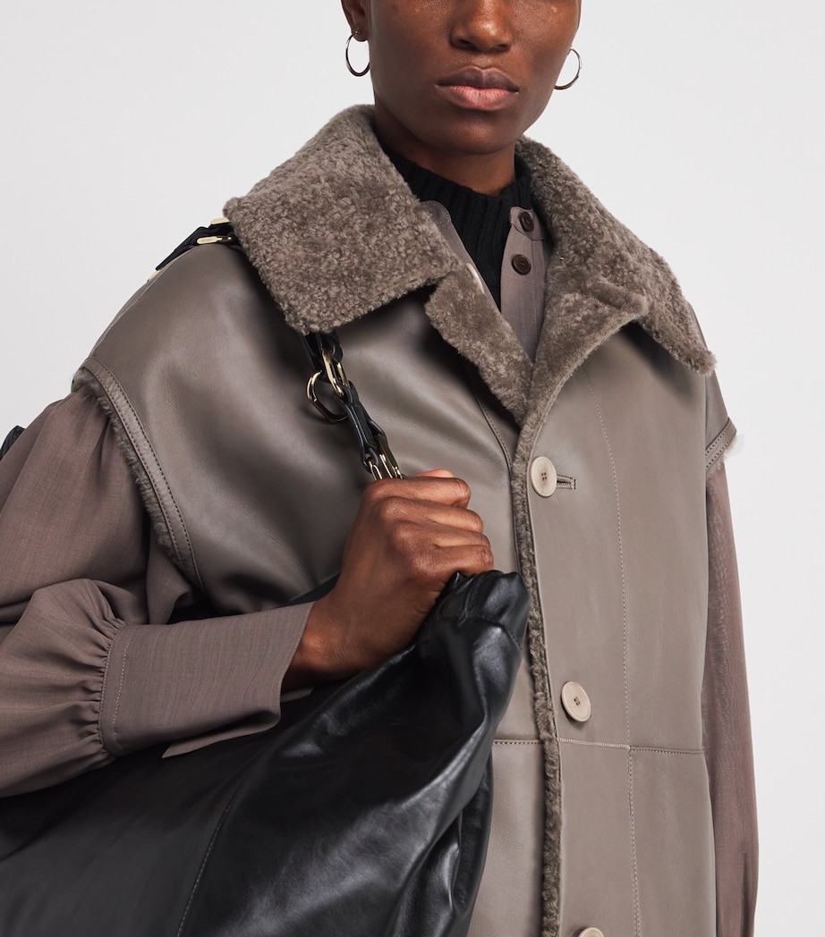 Shearling Reversible Molin Gilet MUSHROOM Image 6